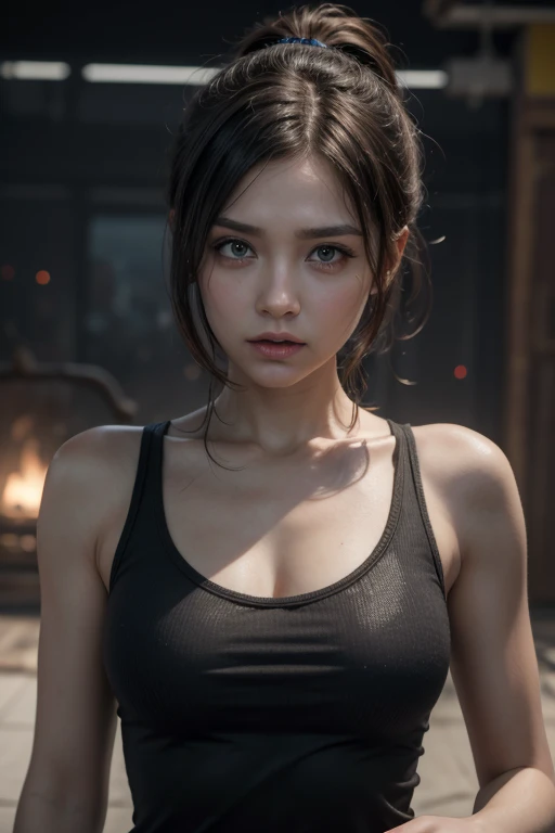 (Highly detailed CG Unity 8k wallpaper), The most beautiful works of art in the world, One girl, Upper Body, Sweaty　Big Breasts　Sports Bra　Muscular