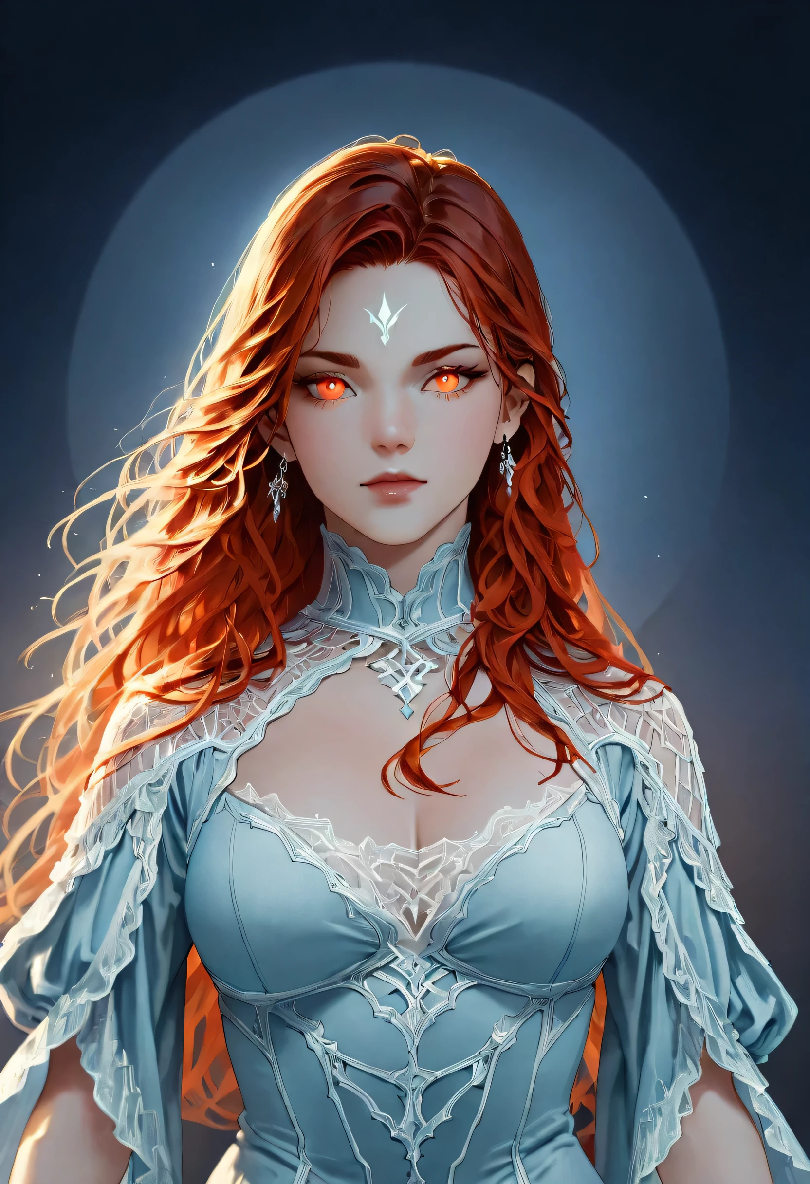 dark fantasy art, a picture of a fantasy, beautiful female vampire, best detailed face,  pale skin, blond hair, glowing eyes, red eyes, wearing blue dress, silk dress, intricate dress, hugging a  man, muscular man, best detailed face, wearing white armor, red hair, reflection light, it is night time, the moon is in the sky, a sense of eternal love, soft light. moon rays. high details, best quality, 16k, [ultra detailed], masterpiece, best quality, (extremely detailed), close up, ultra wide shot, photorealistic, RAW, fantasy art, dnd art, fantasy art, realistic art,((best quality)), ((masterpiece)), (detailed), perfect face, fantasy