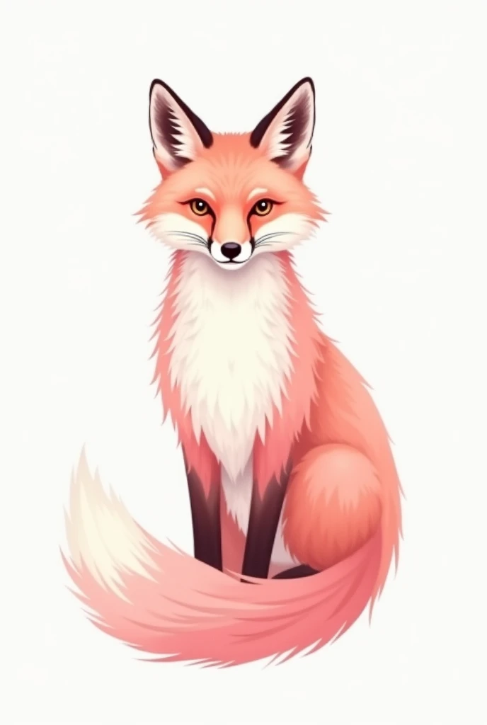 An elegant tattoo design of a standing fox in various shades of pink. The fox is stylized with soft , flowing lines , inspired by traditional tattoo designs . The coat shimmers in pastel pink with slight shades of dusky pink . The style is minimalistic , with watercolor effect and fine lines , perfect for an aesthetic and timeless tattoo .