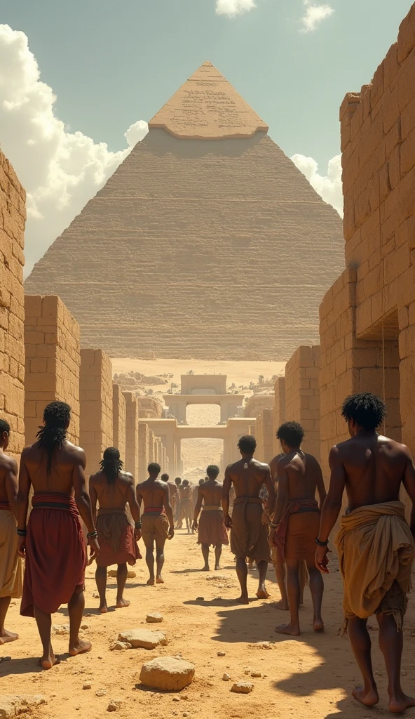 Egyptian Slaves Carrying Blocks Together To Make A Pyramid SeaArt AI