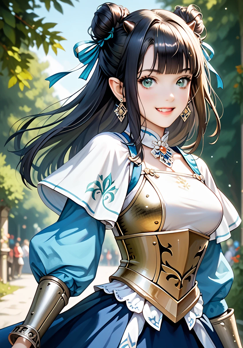((Highest quality、masterpiece、anime style、best quality、high resolution、8k、detailed、ultra-detailed:1.3))、Long legs:1.2, Beautiful woman with perfect figure:1.4、(Smiling:1.2), double eyelid、30-year-old female、((((One Woman,beautiful face,Beautiful face、Outdoor,upper body:1.5)))),Big Breasts、High resolution, accurate, Anatomically correct, High-resolution model, high quality, Very detailed, Ultra high definition