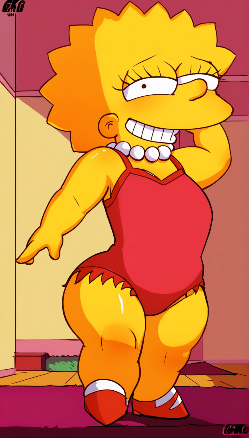 frankiefoster, 1 girl, lipstick,  Alone, jewelry, Red hair, SMILE, earrings, choker, hoop earrings, bracelet, ponytail in hair , high ponytail, bare shoulders,inside, looking at the viewer, bottomless, spread pussyy, back, naked, Chibi, squatting, bathroom, masturbating ,Ahegao, viewer view, crouched, vagina, again