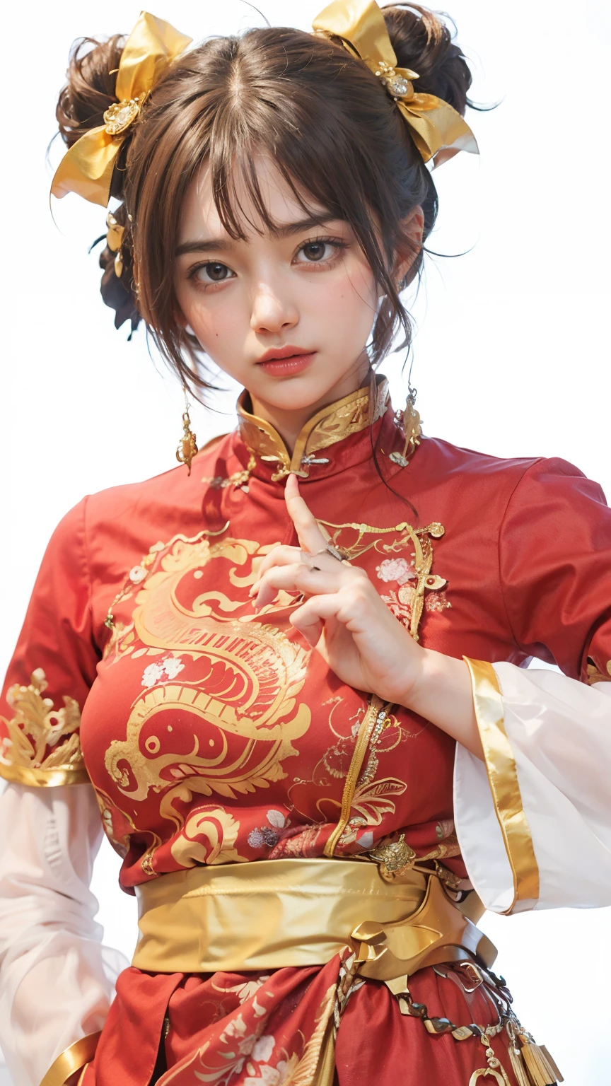 One girl, masterpiece, Highest quality, Make friends with the Chinese dragon, fun, Happy, bright, long,