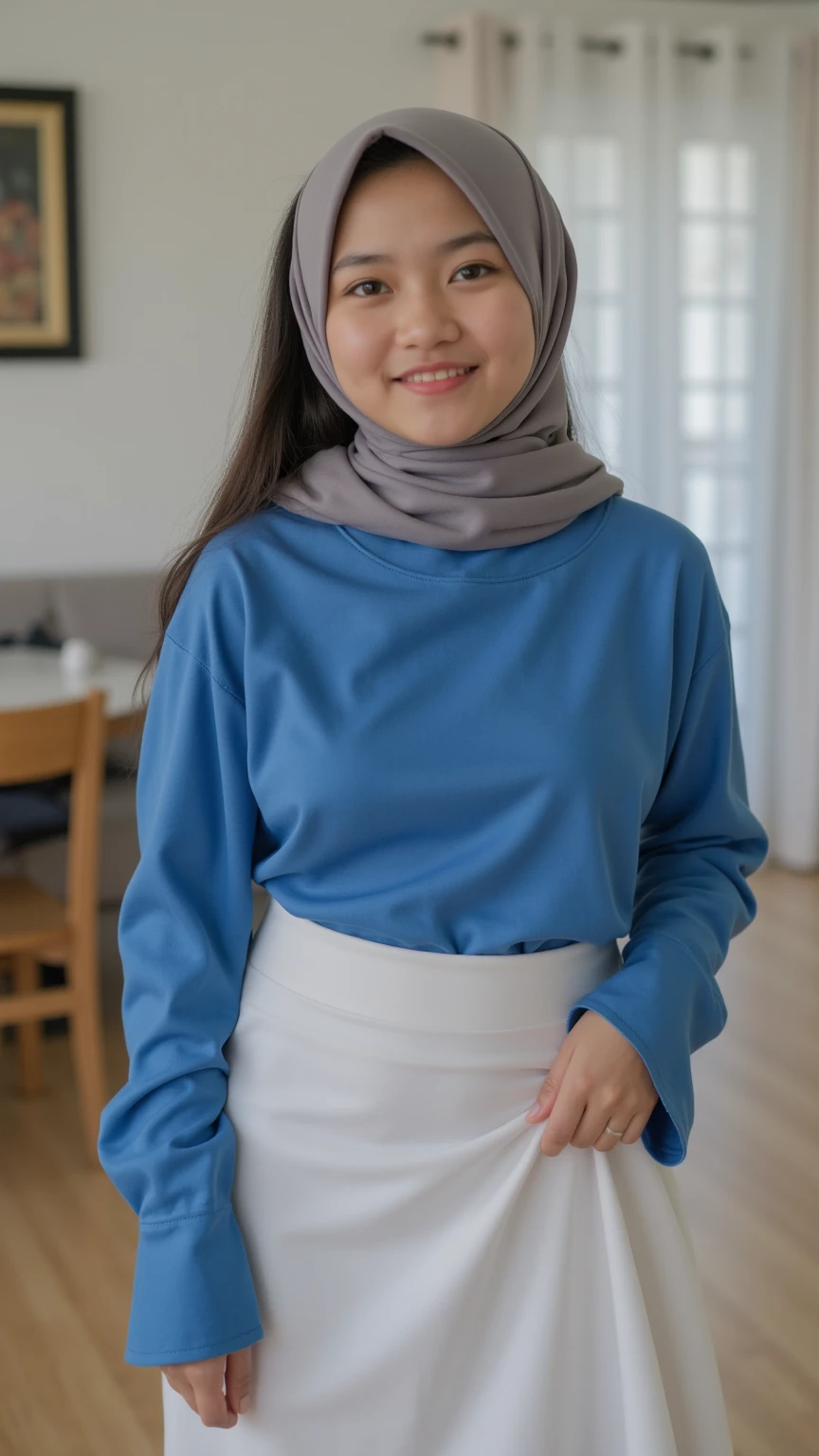 araffe woman in white shirt and white pants posing in front of a bed, south east asian with long, 18 years old, 2 2 years old, 2 4 year old female model, young and cute girl, 21 years old, angelawhite, she is about 20 years old, she is about 2 0 years old, good young girl