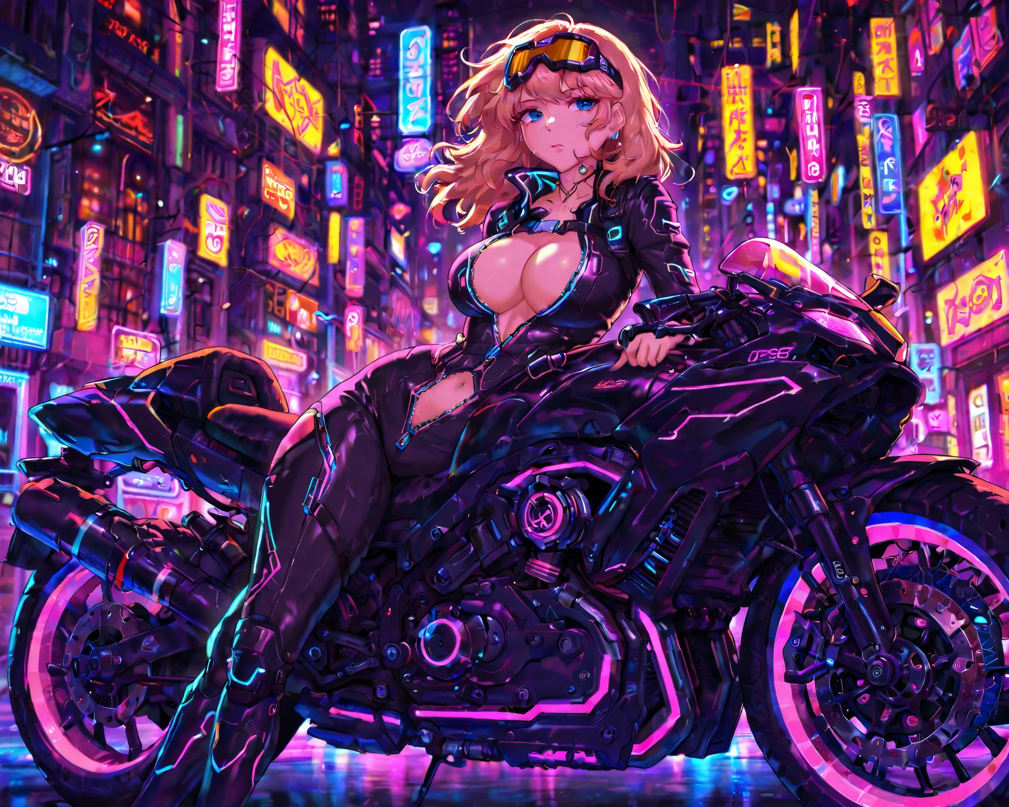 Anime Waifu beautiful detailed eyes, beautiful detailed lips, extremely detailed eyes and face, longeyelashes, 1girl, sensual, young woman, medium breasts, beautiful feminine face, nice thighs, slim, sexy, erotic, beautiful clothes, perfect body, cinematic lighting and framing, (best quality,4k,8k,highres,masterpiece:1.2),ultra-detailed,digital painting,portrait,glamorous,highly detailed,soft lighting,warm color tones rina Focalors, cute and sexy girl, erotic, porn, hentai style, thick ass, sexy body, blue short sleeve jacket, blue heavy boots, cyberpunk, cyberpunk style, augmentations, cyberpunk augmentations, streat, metal hands, cybernetic hands, police car, police car in the background, night city, rain, heavy rain