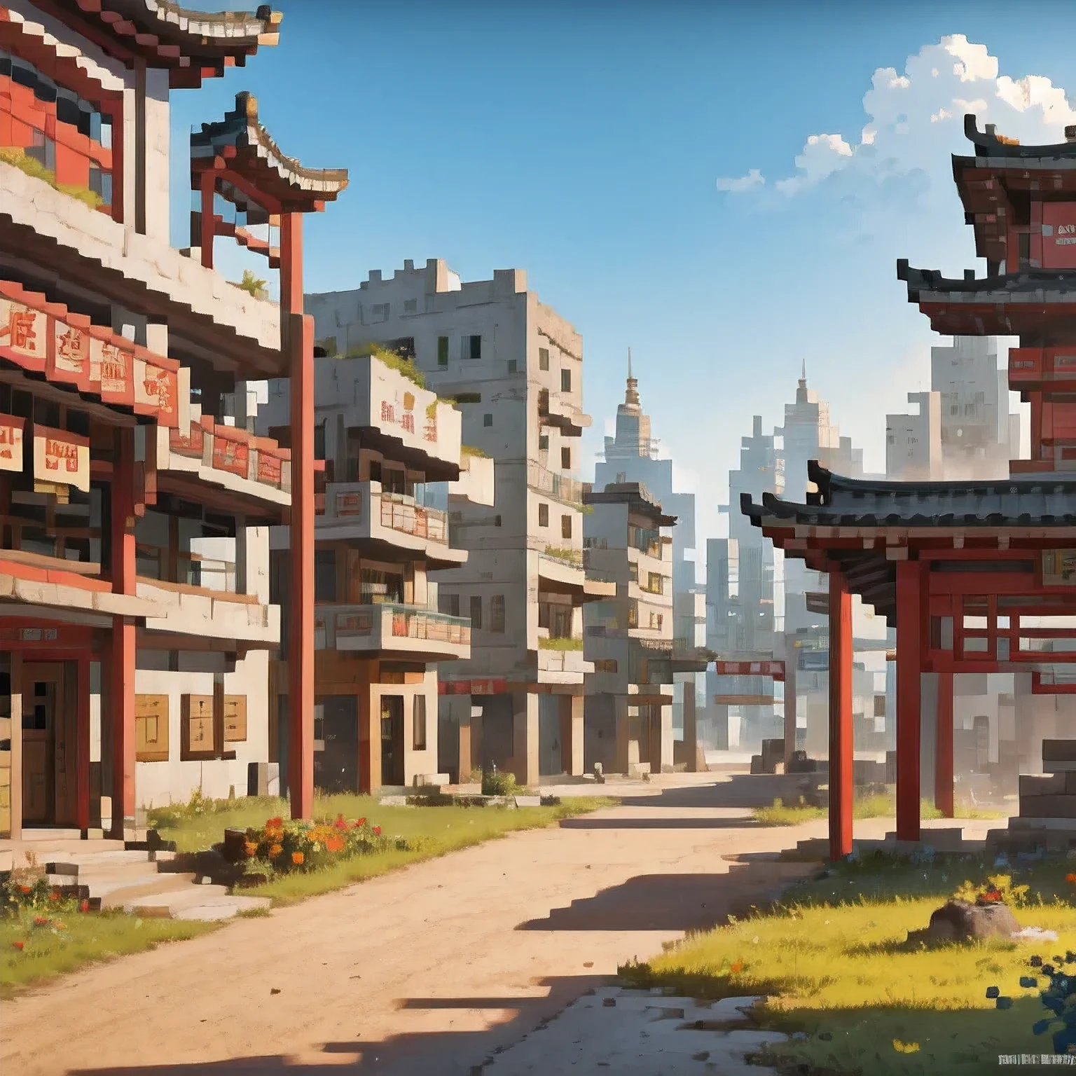(((watercolor))))landscape,buildings in a city with a pagoda in the middle of the city, cyberpunk chinese ancient castle, watercolor,stylized urban fantasy artwork, dreamy chinese town, concept art , highly rendered, game art matte painting, matte painting 4k 8k, cinematic. by leng jun, in a tropical and dystopic city, 8k matte painting, 8 k matte painting,(((watercolor)))
