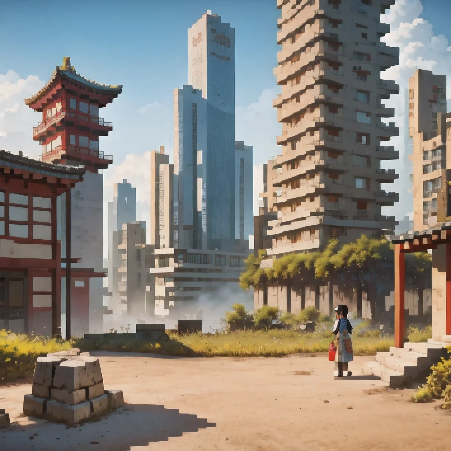 (((watercolor))))landscape,buildings in a city with a pagoda in the middle of the city, cyberpunk chinese ancient castle, watercolor,stylized urban fantasy artwork, dreamy chinese town, concept art , highly rendered, game art matte painting, matte painting 4k 8k, cinematic. by leng jun, in a tropical and dystopic city, 8k matte painting, 8 k matte painting,(((watercolor)))