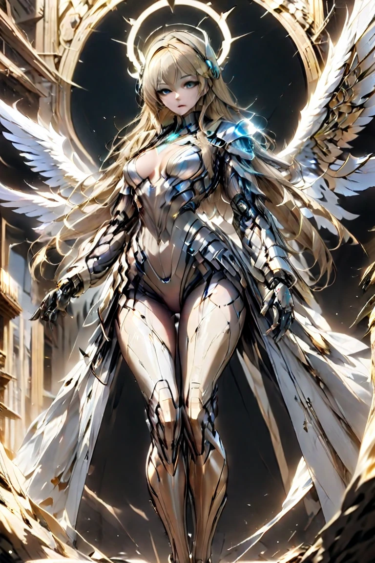 (NSFW)、Very detailed、highest quality、Best image quality、masterpiece、8k、Anime Face、A kind smile、(Open your mouth:1.3)、Sparkling blue eyes、(Blonde Wavy Hair:1.5)、(highleg:1.5)、(SFW Giant:1.5)、(Big Breasts:1.5)、(Rear view:1.5)、(White thong:1.6)