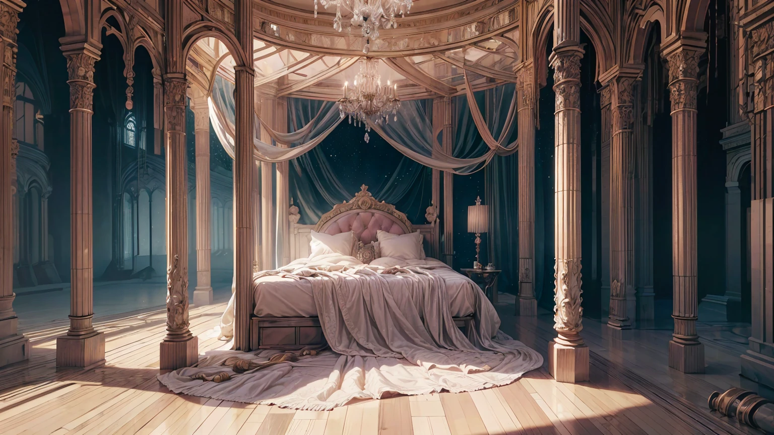 Beautiful crystal bedroom of royalty