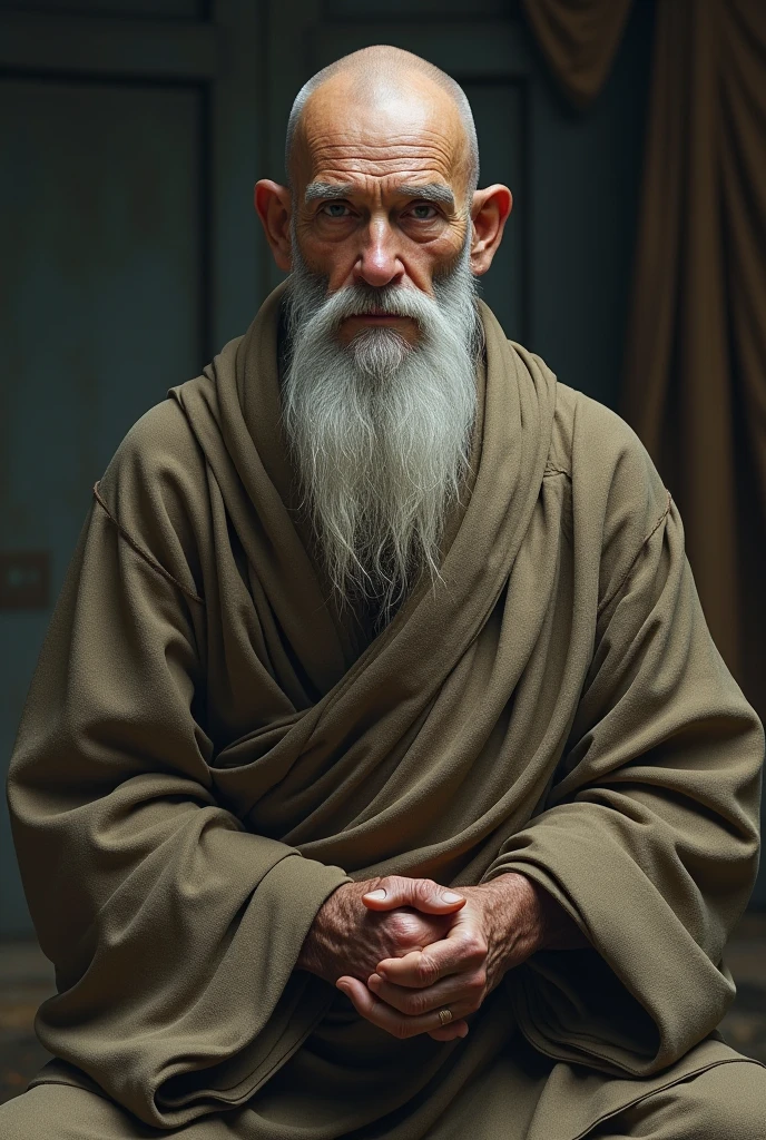 Un vieux sage assis de face