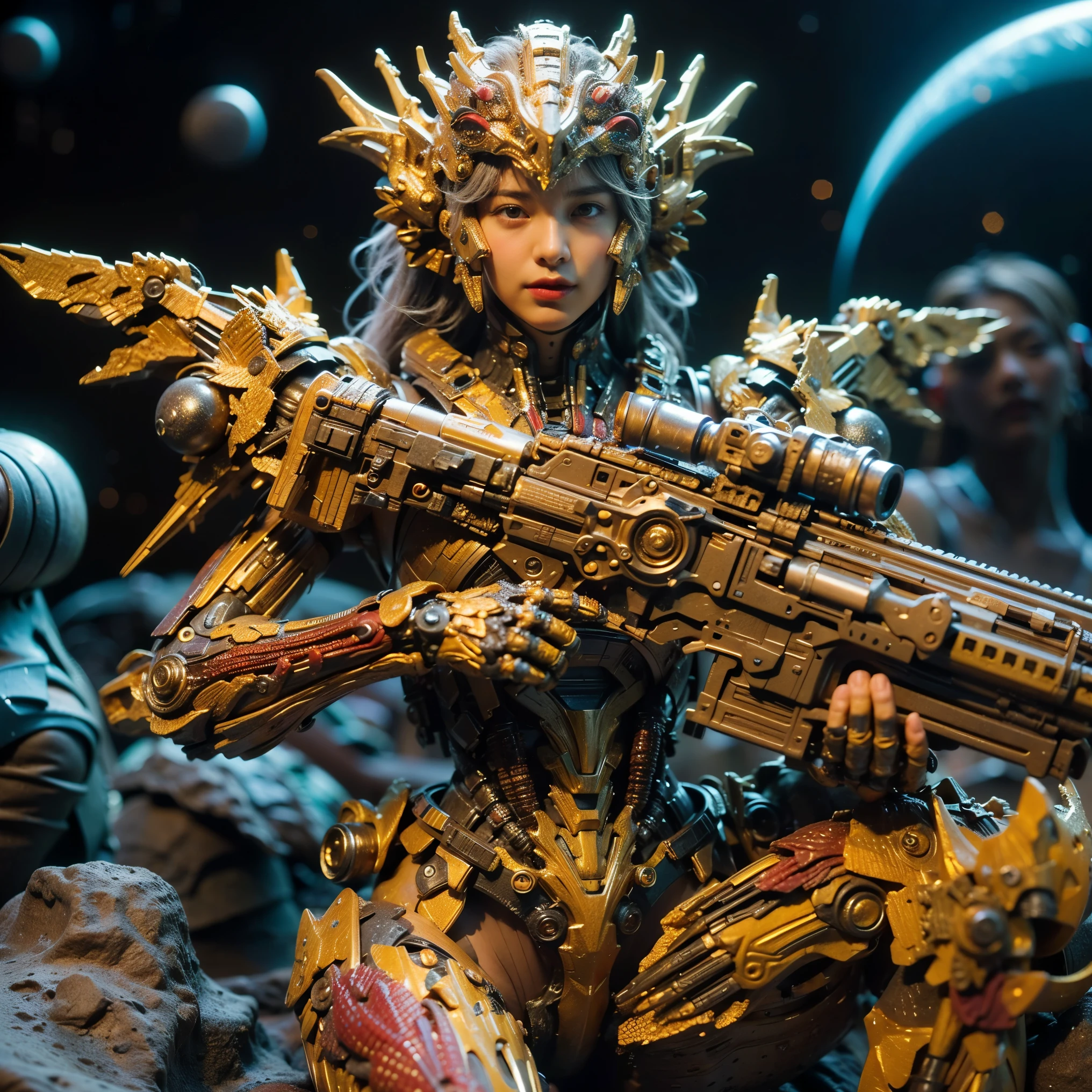 (Completely live action:1.37), (Amazingly realistic textures:1.37), (masterpiece, best quality:1.2), (8k uhd, 16k, 32k, ultra high res), amazingly realistic skin, amazingly realistic photo, superrealism, (photorealistic:1.37), (RAW photo), ultimately realistic, (ultimately realistic all details), (ultimately realistic all textures), super realistic lighting, super realistic shadow, (japanese girl:1.5), ((young face)), smiling, happy, super realistic face, ultimately realistic skin, ultimately realistic eyes, (amazing droopy eye makeup:1.35), ultimately realistic background, ultimately realistic detail up, kkw-ph1, ((amazing droopy eyes, cyberpunk-style cyborg girl, amazingly intricate details, Anatomically perfect hands, mechanical body, silver knight armor, ultra glossy texture, long canine tooth, red eyes))