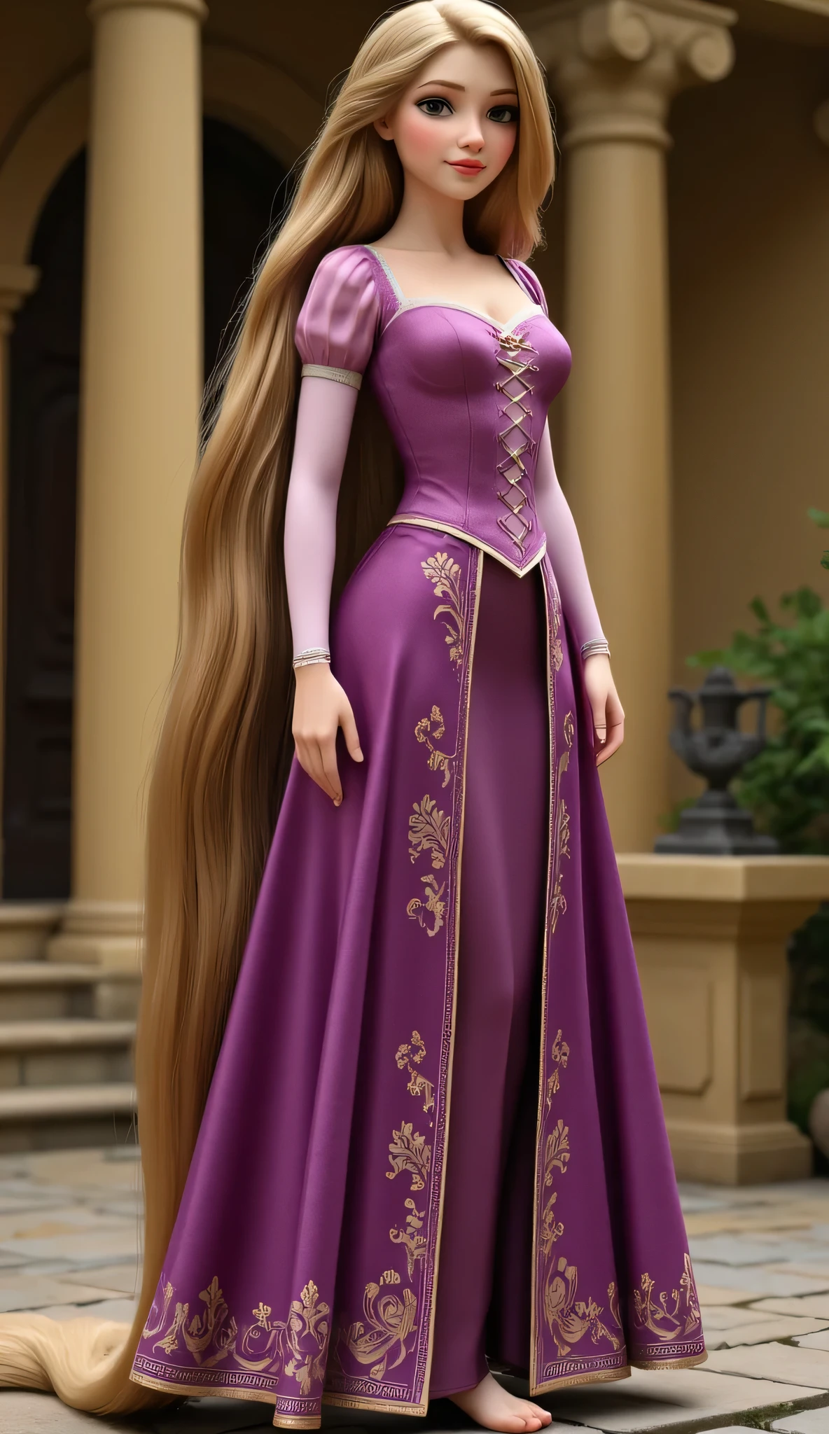 Rapunzel in real life
High Resolution, Masterpiece, Anatomically Correct, Accurate, Award Winning, Best Quality, High Details, High Quality, Super Detailed, UHD, Textured Skin, Cinematic, Hyperdetailed, Hyperrealism, Photorealistic, Realism, straight hair