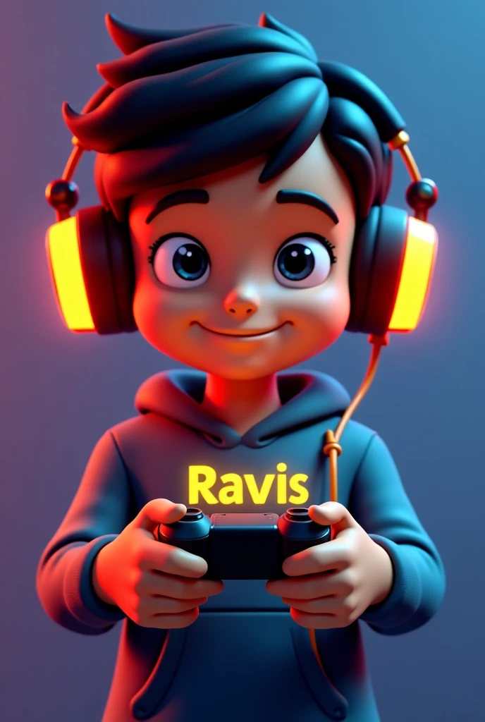 Make me the best and realistic Roblox Boy his shirt is white and in the there is a name that say Ryonicc and the backround its blue and hes smiling and one hand it up and he havea controller in his hand his hat its the putple valk