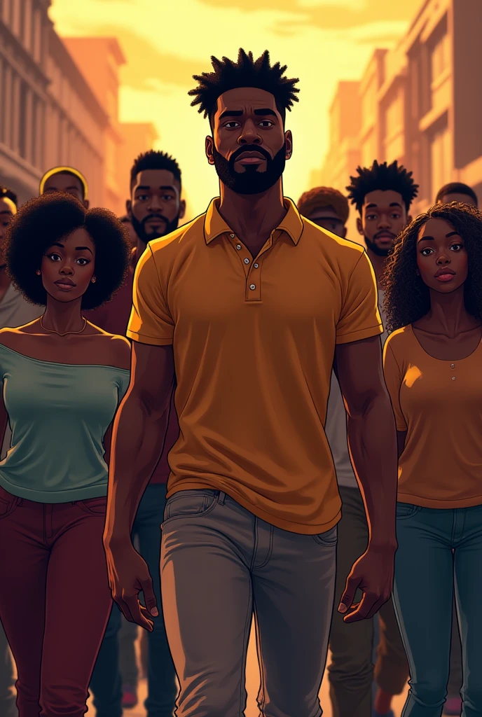 Some people judging an African American because of his stereotype of being big and strong