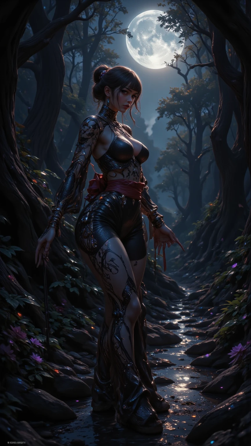 Princess tied up in a long sheer gown and entangled in the spider web,solobound,spider web