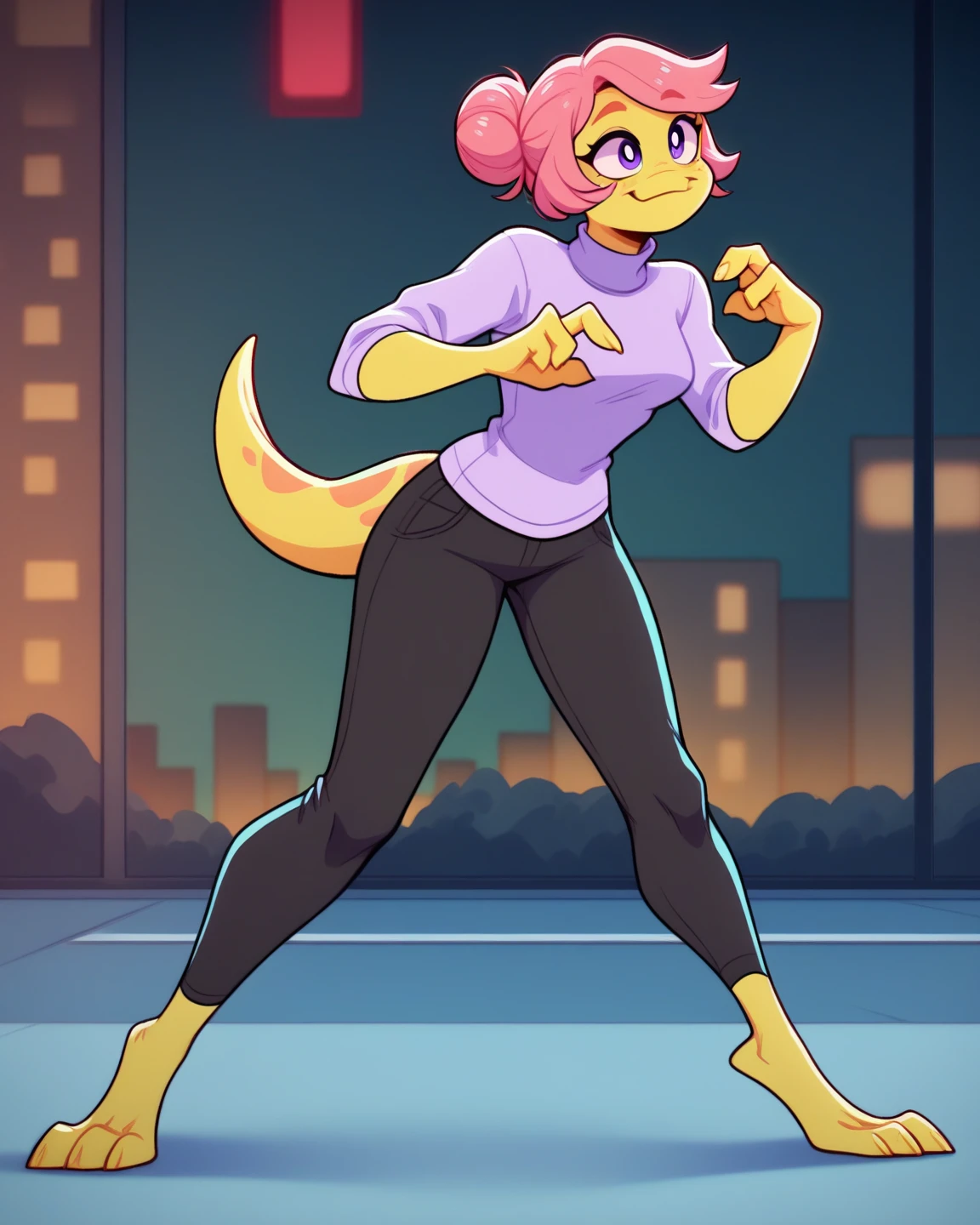 uploaded on e621, beautiful and detailed portrait of a (((feminine))) female anthro fox, uploaded to e621, ((by Kilinah, (by Coffeesoda:1.1), by Hioshiru, by Kilinah)), cenematic lighting, (((confident, seductive))), bl, fox, thighighs, medium breast, full body, sunset, beautiful, messy hair, short hair, suggestive posing, standing, purple hair, blue body, blue fur, yellow eyes, 1girl, solo, blue sportwear, blue headband, yellow eyes, lustful face, solo, 1girl, slim body, half-closed eyes, bent over