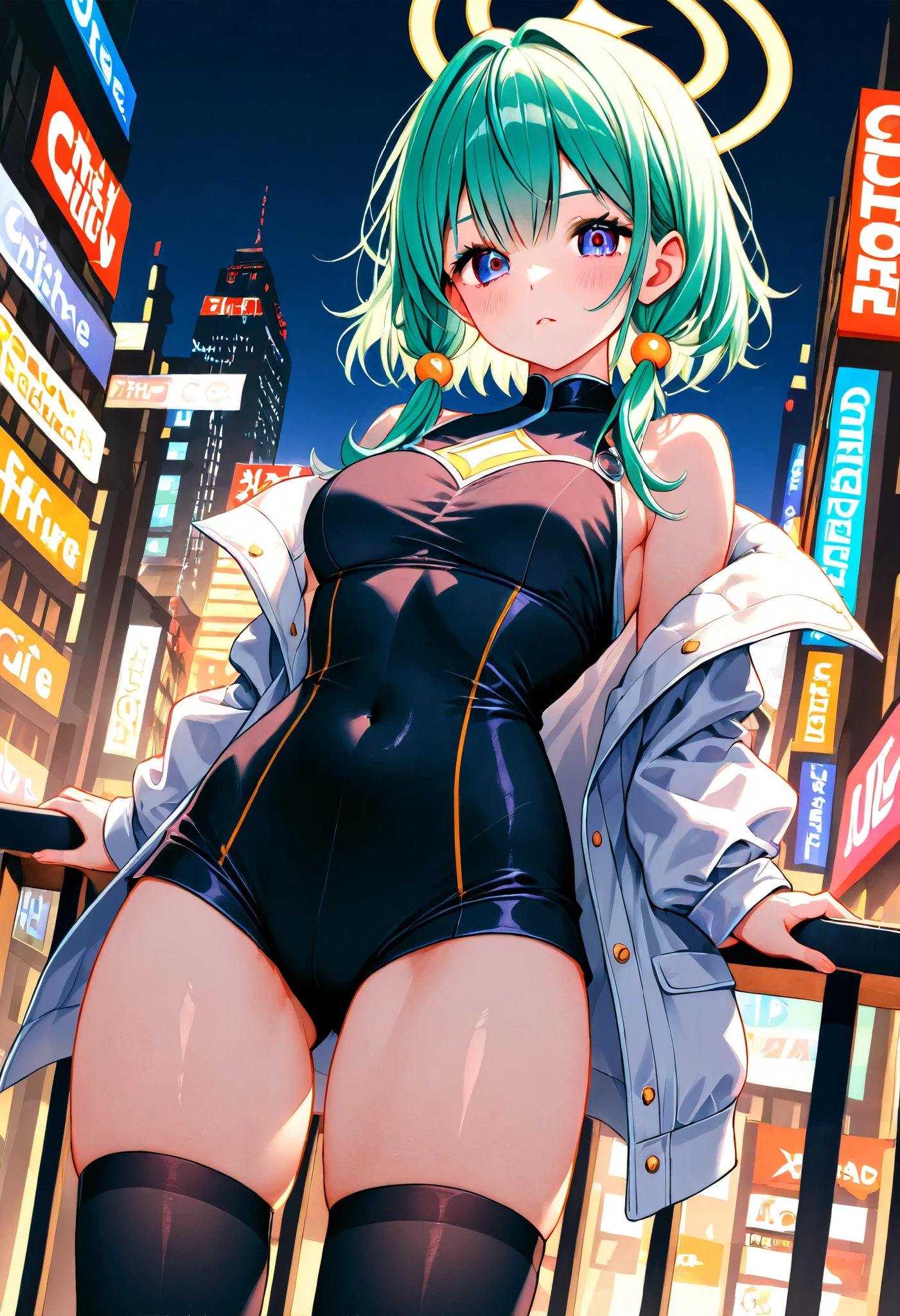 Blurry photo of city street at night with neon sign, Tokyo street background, neon tokyo, japanese city at night, tokyo streets, tokyo akihabara street cityscape, Shinjuku, the background is blurred, night life, japanese neon signs, Blurred background, in tokyo at night, japanese downtown, blurry photo, tokyo prefecture, deblur, Japan at night, sporty girl with Asian features,(((1girl))),((girl with dark hair and turquoise highlights,)),

(large breasts:1.4),saggy breasts,(((Black hair with turquoise streaks:1.35,straight hair,long hair:1.4,colored inner hair,ear breathing))),(((heterochromia:1.5,eye1 blue,eye2 turquoise))),intricate eyes,beautiful detailed eyes,symmetrical eyes,((fat)),(((lustrous skin:1.5,bright skin: 1.5,skin tanned,shiny skin,very shiny skin,shiny body,plastic glitter skin,exaggerated shiny skin,illuminated skin, wet legs))),(spider lower abdomen,narrow waist,wide hip,athletic body,inflated legs,delicate detailed fingers,detailed body,detailed arms,human hands,(detailed face)),

cute,slutty,seductive,erotic,(((nsfw))),

((one-piece_swimsuit magenta,wearing a one-piece_swimsuit outfit:1.3,magenta swimsuit:1.3)),((wet clothes,intricate outfit,intricate clothes)),

(dynamic pose:1.0),embarrassed,(centered,scale to fit dimensions,Rule of thirds),

cyberpunk city by the ocean at night, with bright neon signs and dark stormy clouds and puddles, scenery:1.25,

highres, sharp focus, (ultra detailed, extremely detailed), (photorealistic artwork:1.37),(extremely detailed CG unity 8k wallpaper),((synthwave background theme)),(((vibrant colors))),(intricate background),(masterpiece),(best quality),