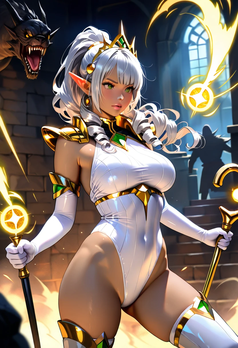 corpo sexy, corpo pequeno, pele azul, um chifre, roupas rasgadas, Soraka Liga das Lendas, peitos laterais, small boobs