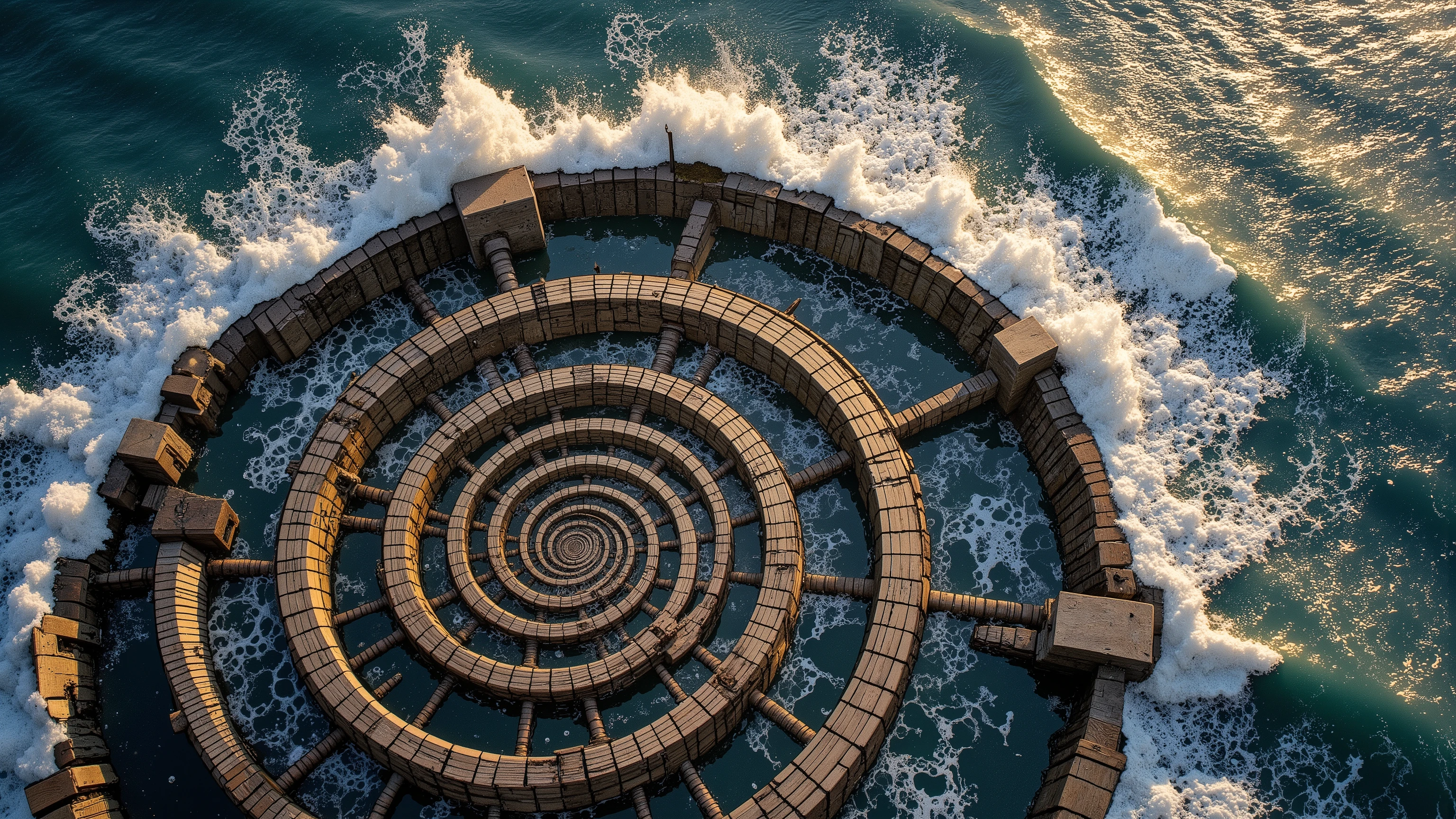 
Ultra-wide fractal seascape shot on Hasselblad X2D 100C with XCD 21mm lens at f/8, 21:9 aspect ratio


[Endless Fibonacci spirals emerging from turbulent foam] forming fractal coastline where [13 primary spirals dominate foreground] with [144+ dissolving into atmospheric perspective], each spiral path containing:


0-21 progression markers as dimensional objects: 0=Raw material (wood block/clay lump/musical staff) 1-2=Basic oppositions (parallel planks/primary colors/whole notes) 3-5=Structural foundations (triangles/chords/equations) 8=Complete unit (cabinet/octave/cube) 13=Functional complexity (armoire/symphony/engine) 21=Architectural mastery (house/opera house/skyscraper)

    Foreground Spirals: Crisp 8K detail on woodworking(13), music theory(13), mathematics(13)

    Midground: Semi-transparent astronomy(21), painting(21), engineering(21)

    Background: Abstract impression of 55+ domains as glowing spiral outlines


    Ghostly translucent domains (botany/linguistics/culinary arts) dissolving into sea foam at spiral peripheries, their 0-21 sequences frozen at stage 8-13


`Baroque chiaroscuro meets surrealist precision:

    Mastery peaks (stage 21) glow with warm golden hour light

    Early stages (0-5) use cool metallic reflections

    Sacrificed domains lit by melancholic blue moonlight`

    Recursive pattern: Each spiral contains miniature versions of all others in its structure

    Fibonacci grid: Wave crests follow 1.618 spacing, foam bubbles as golden ratio ovals

    Progression markers: Modular Brutalist tiles sized to Fibonacci sequence (1x1, 1x2, 2x3, etc)

Domain	Stage 0	Stage 5	Stage 13	Stage 21
Woodworking	Rough lumber	Dovetail joint	Heirloom cabinet	Timber-framed home
Music	Single note	Pentatonic scale	Jazz quartet arrangement	Symphonic orchestration
Mathematics	Counting pebble	Algebraic equation	Topological proof	Universe-scale simulation
