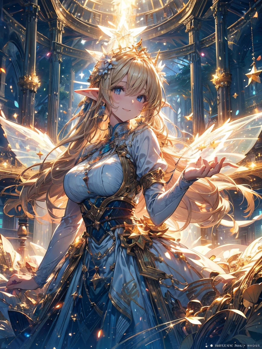最high quality、1woman elf 、beautiful Hair、blondes、Various roses Beautiful foam、、CourtyardShining fairy wings、Sunset light、prism、AND.g: Worst quality ,Flower fractal art　　、see-throughbodystocking,Beautiful radiance,High-definition depiction, Realistic, 8K, Unity, beautiful Shot, light smile, Beautifully and vividly drawn, , Beautiful, beautiful, clear skin、sexy,beautiful dress,Countless rays of light pouring down, Swirling Light, big background, Raise one arm above your head, Intense light is emitted from the magic circle in front of the girl.   forest、Lots of leaves、green leaves、flower、Particles of light、Iridescent prism、sunset、Romanticism,Cowboy Shot: The most beautiful form of chaos, Mr..々colour, Intertwined flowers, Particle,magical gentle light,smile,sexy,image quality、masterpiece、Beautiful Face、Super beautiful elf woman((Big breasted 22 year old office lady、Nipples、Bust 100,Beautiful long ironed hair 、blondes hair,height: 165cm。、sexy、ANDsbian、、high quality、、background((Star Narski)))、Starry Sky、Visual art、Written boundary depth、、ANDlf ANDars、、universe、Happy smile、gentle light、ANDlf forest、elegant、ticker beautiful decorative、、magic、forest、Beautiful tiara、Beautiful bed、Beautiful Landscape、A kind smile、wonderful、Fluttering petals、Dance happily、、Cultivate fantasy、、Mystery light　Lots of flowers、、art、forest, palace, art,mystery,Ultra-high resolution,atmosphere,uhd