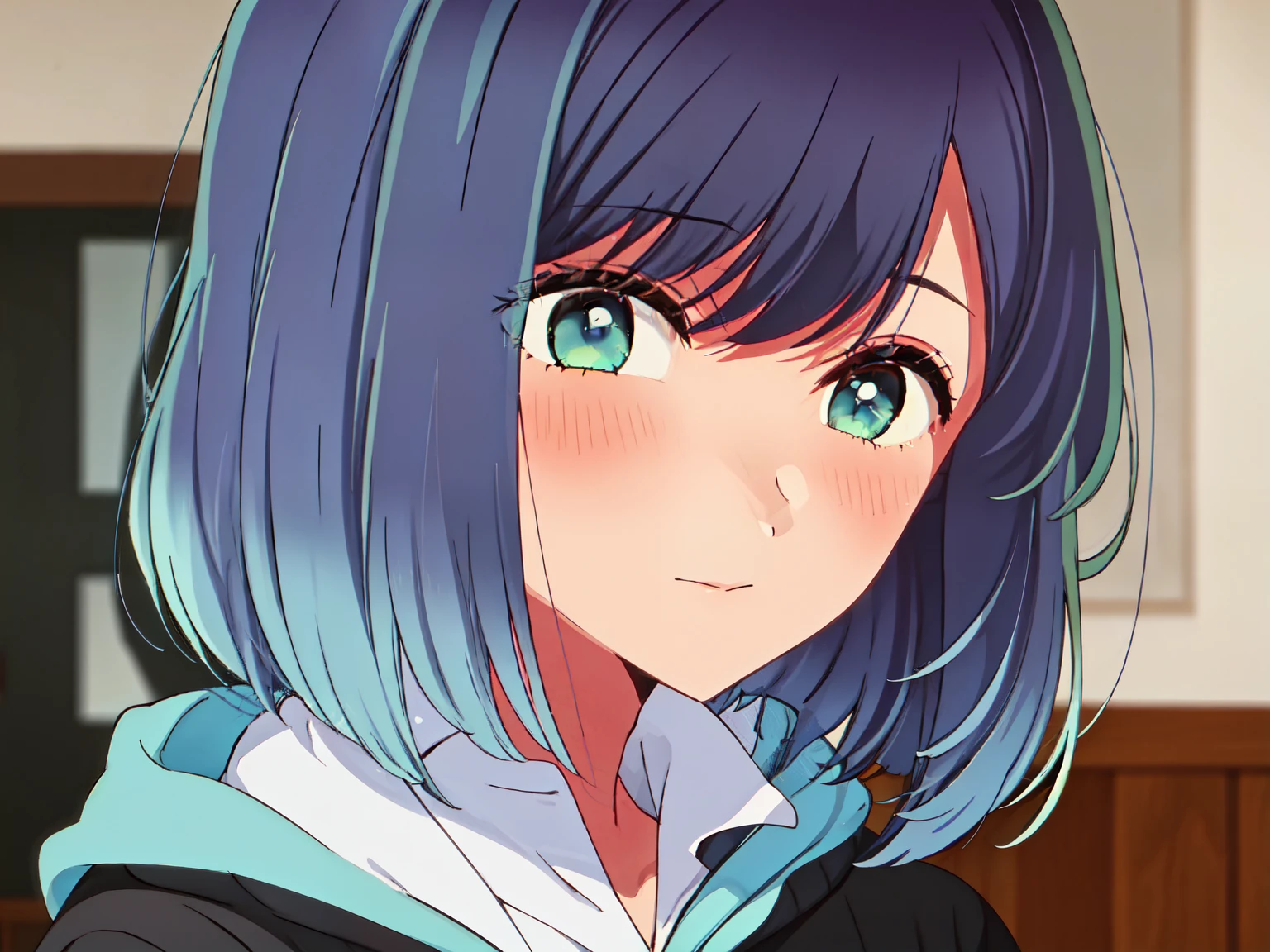 (( top quality ))(( masterpiece)) (status 1 girl only )Akane Kurokawa、 short hair、 1 girl , part of the picture sticks out of the frame, textured skin, fullbody,