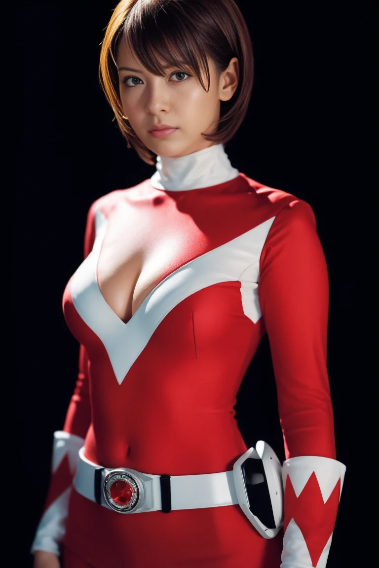 red theme,red ranger suit、short hair, tomboy, Best Quality,masterpiece,Realistic,Professional,Vivid colors,Ultra-fine painting,Portrait, bigbreast, Photogram,Number Art,Fantasyart,3D Graphics,Cinematic_Lighting,Strong_Rim_light,Rim Lights,Ambient_light,Tyndall effect,Moody Lighting,Huge_filesize,Real,female pervert,mecha musume,cyborgs,Tights Combat Suit,power armor,Cut clothes,((big breasts)), Japanese_armor,One side up,Schmup,remains,rubble_Burst,(the Extremely Detailed CG Unity 8K Wallpapers),(((masutepiece))),(((Best Quality))),((Ultra-detailed)),(Best Illustration),((extremely delicate and beautiful)),Dynamic Angle,Wind,Classic,spring,(Detailed light),(Sunlight),beautifulanddelicatewater,(Painting),(sketch),(full bloom),(shine),