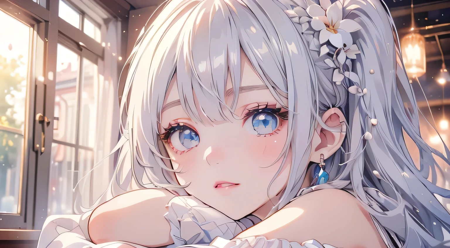 ( Masterpiece: 1.3), ( maximum resolution : 1.2), (Ultra HDTV: 1.2), cinematic light , 8k resolution for ren, fine eyes and skin, detailed facial features from genitals , , ( sharp concentration: 1.2), ( focus on faces:1.2), perfect style, beautiful face, Acura, anatomically accurate, Highly Detailed Face and Skin Textures, fine eyes , double eyelids in beer pubs, thin eyebrows, glitter eyeliner : 1 natural blush, Glossy Skin, white skin: 1.2, ( Glossy Lips : 1.4),、 ( embarrassed look: 1.2), high-definition face and skin texture with eyes closed with a smile, fine eyes , double eyelids in beer pubs, natural blush, , Shiny Lips: 1.4,Exposed chest、Semen was taken、Semen overflows、Flowing sperm、 blush、 was humiliated、impatience、Disappointment、Scared、Glare、 sexually arouses、Taunt、 of my school shoebox、Open your knees、 open leg、 white underwear、 white bra、 shiny small earrings and necklace、 disheveled clothes 、dressing、 Exposed Panties、Wearing sweat、soaked、Transparent underwear、 stockings、 18 Instagram, Beautiful and clean woman,1 person、 upturned chest, bedroom、 girl with yes-no pillow sitting on bed 、Late at night、 sexy pose、Blonde、 dark-haired、 silver hair、Blue grey eyes、Green-gray eyes,(Women's high school uniform:1.3)、Sharp expression、