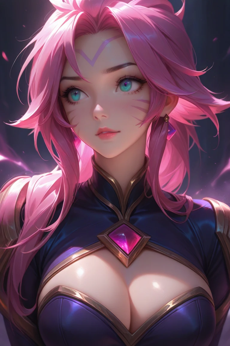 akniht,long purple hair,pointy ears,red eyes,hairband,armor,gauntlets,black thighhighs,black panties,armored boots,garter straps,greaves,long blue pelvic curtain to knees,tie between cleavage,outer space,stars,(insanely detailed, beautiful detailed face, masterpiece, best quality),
(insanely detailed, beautiful detailed face, masterpiece, best quality),<lora:ArmorKnight:0.8>,dynamic_angle,anime,