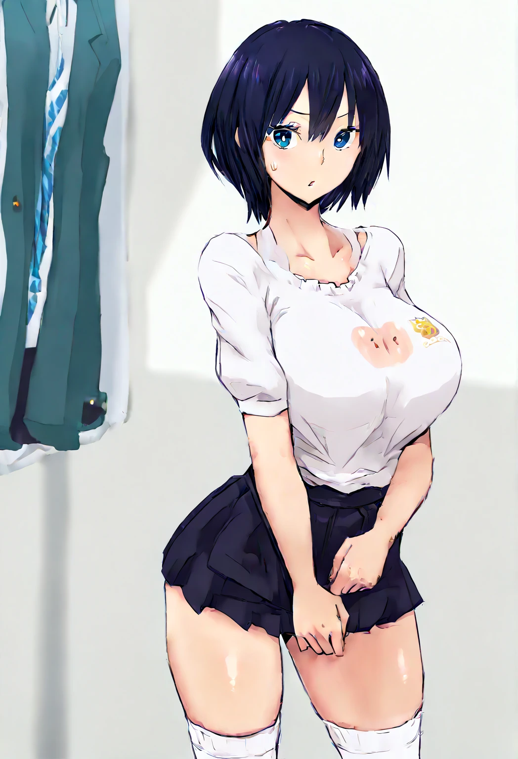 (masterpiece), (best quality), (ultra-detailed), very aesthetic, illustration, perfect composition, intricate details, absurdres, detailed face, (intricate:2),1girl, (kirigaya suguha, sword art online, green eyes, short hair, black hair, medium breasts), nipple,perfect face, 4k, extremely detailed anime illustration,, enhanced details,cowboy shot,perfect anatomy,smooth skin, (photo background), cristal clear eyes, beautiful face,(anime style:0.8), (highres),