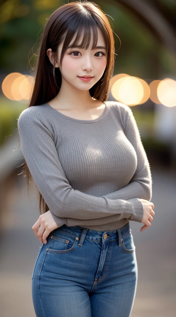 ung girl, laugh shyly, (highly detailed eyes, highly detailed hair, highly detailed face), extremely detailed CG unified 8k wallpaper, Highly detailed, High-definition raw color photos, Professional Photography, Realistic portrait, Cinematic Light, ponytail, Bangs, (Beautiful breasts), (High school uniform with wide open breasts:1.2), (Pleated mini skirt:1.2), (no panties:1.1), outdoors, lush park, sitting, bench, spread legs wide open, (((Bokeh))), depth of fields,
