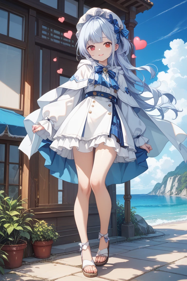 (top-quality、8K、masutepiece))Anime characters with long gray hair and blue eyes、anime visual of a young woman、Today's featured anime stills、white haired god、Official art、Anime visuals of cute girls、popular isekai anime、Tsuaii、Marisa Drizzle、Animated Movies、Still from TV anime、in isekai、hestia、albedo from the anime overlord Transparency Sexy white and blue dresses Beautiful beach a miniskirt