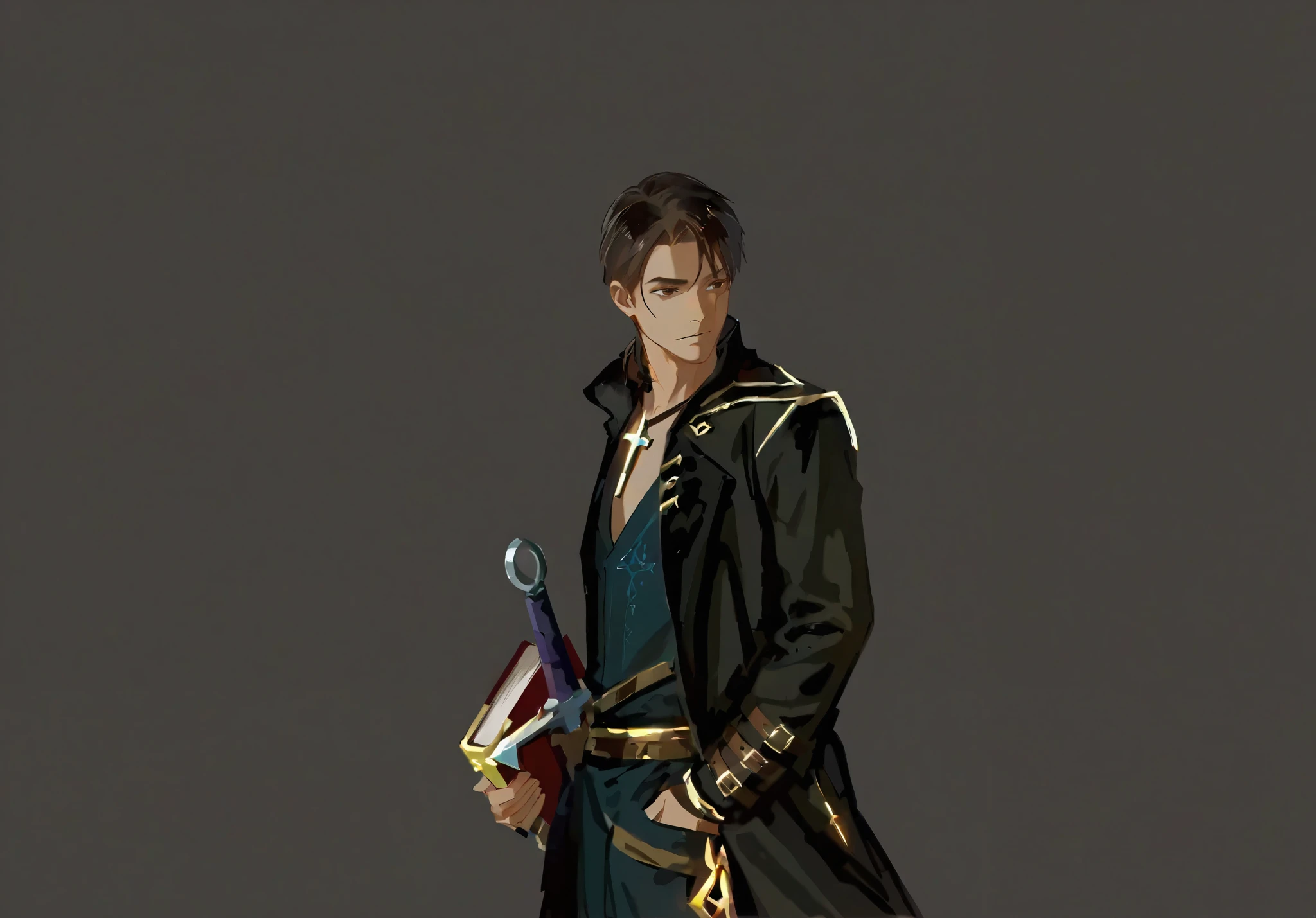 man, 1boy ,  masterpiece,  best quality,  1 warrior, 1 vicar, The Magician with the Book,  bare-haired maple, keep the prototype,