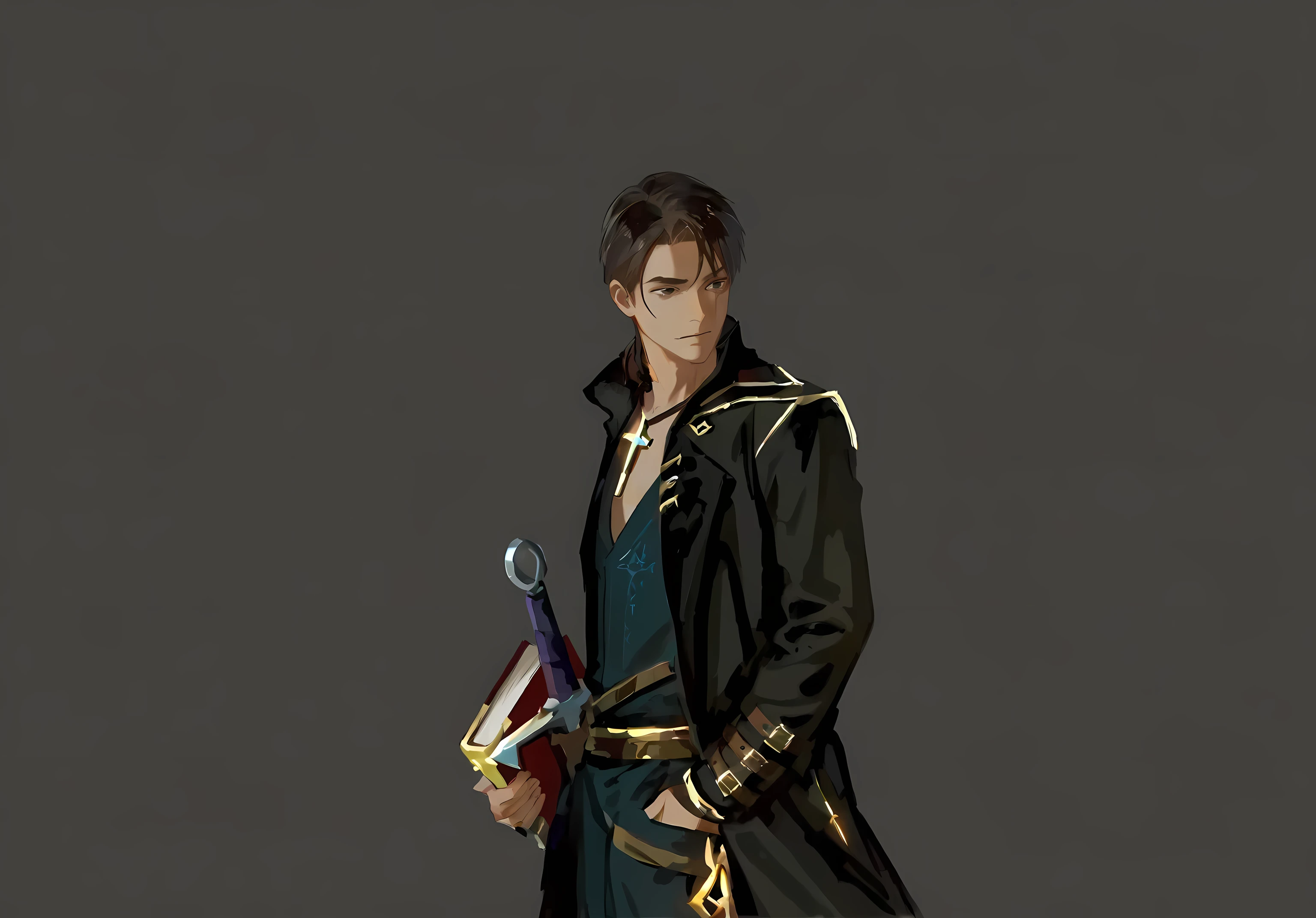 man, 1boy ,  masterpiece,  best quality,  1 warrior, 1 vicar, The Magician with the Book,  bare-haired maple, keep the prototype,