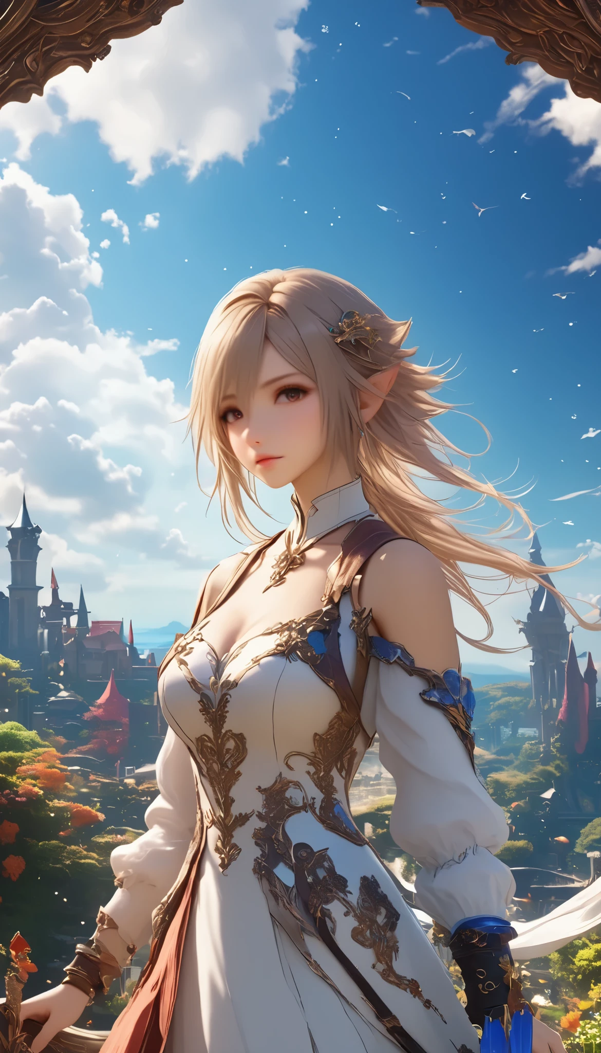 (8k, top quality, Masterpiece , Final Fantasy Style: 1.2),Atmospheric perspective, 8K, Very detailed, Accurate, Highest quality, masterpiece,タロットカード, エルフ