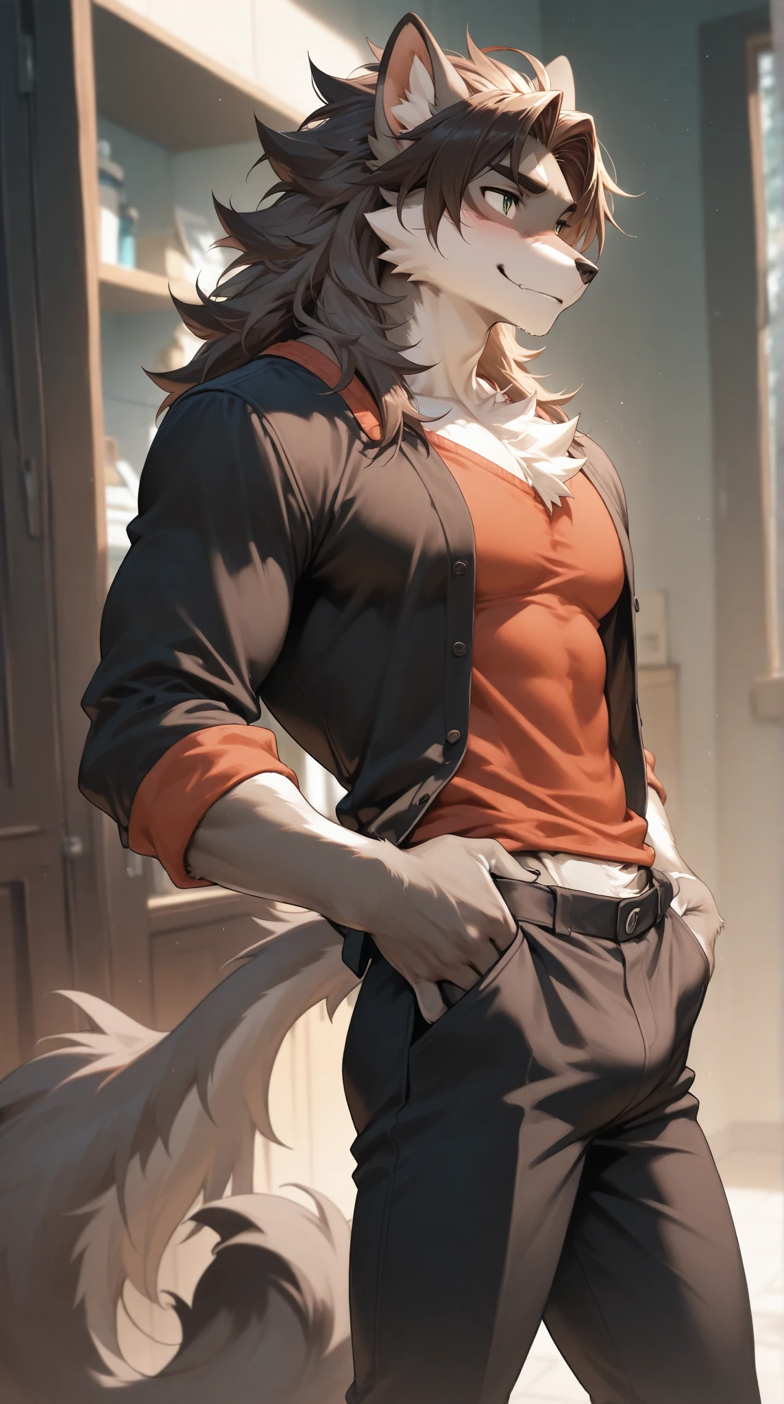 1boy, cat ears, cat tail, slim body, ginger