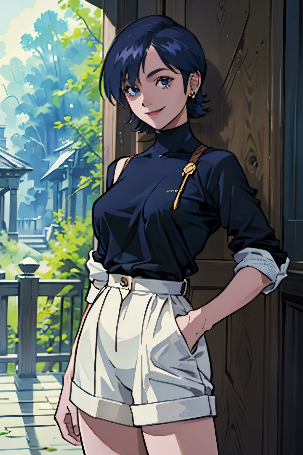 (( masterpiece)), (  top quality),  Official Art ,  very detailedCG ,  Unity 8k Wallpaper ,  very detailed,  1 girl, Miki Tree, cool fashion, smiley smile ,