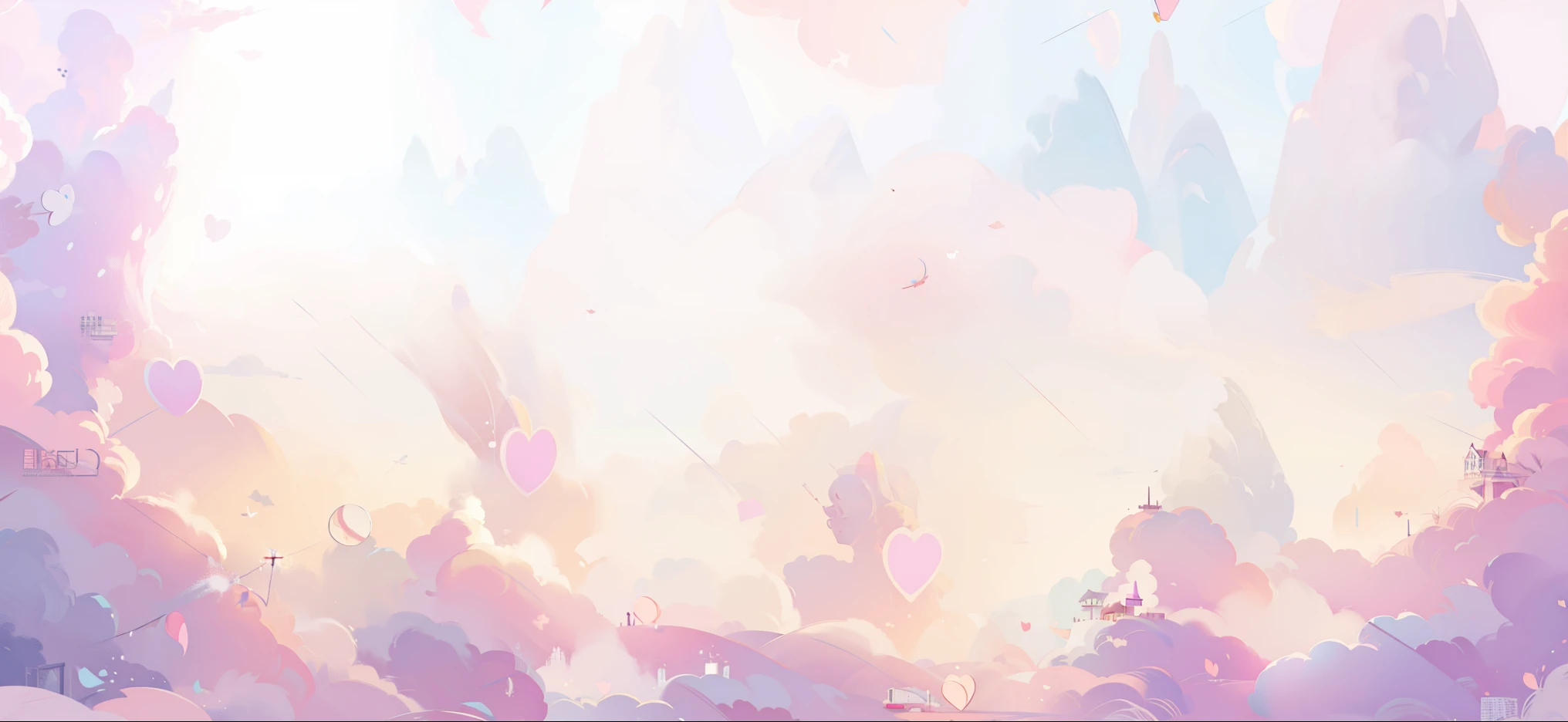 Best Quality, Sky,romantic,pink,illustration, poster, 8,000, masterpiece, cartoon,Simple