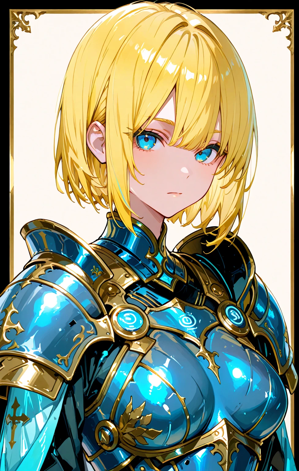 master piece,best quality,ultra-detailed,yellow hair,18yo,short bob,profile,from side,looking for away,(earrings1.3),valkyrie armor