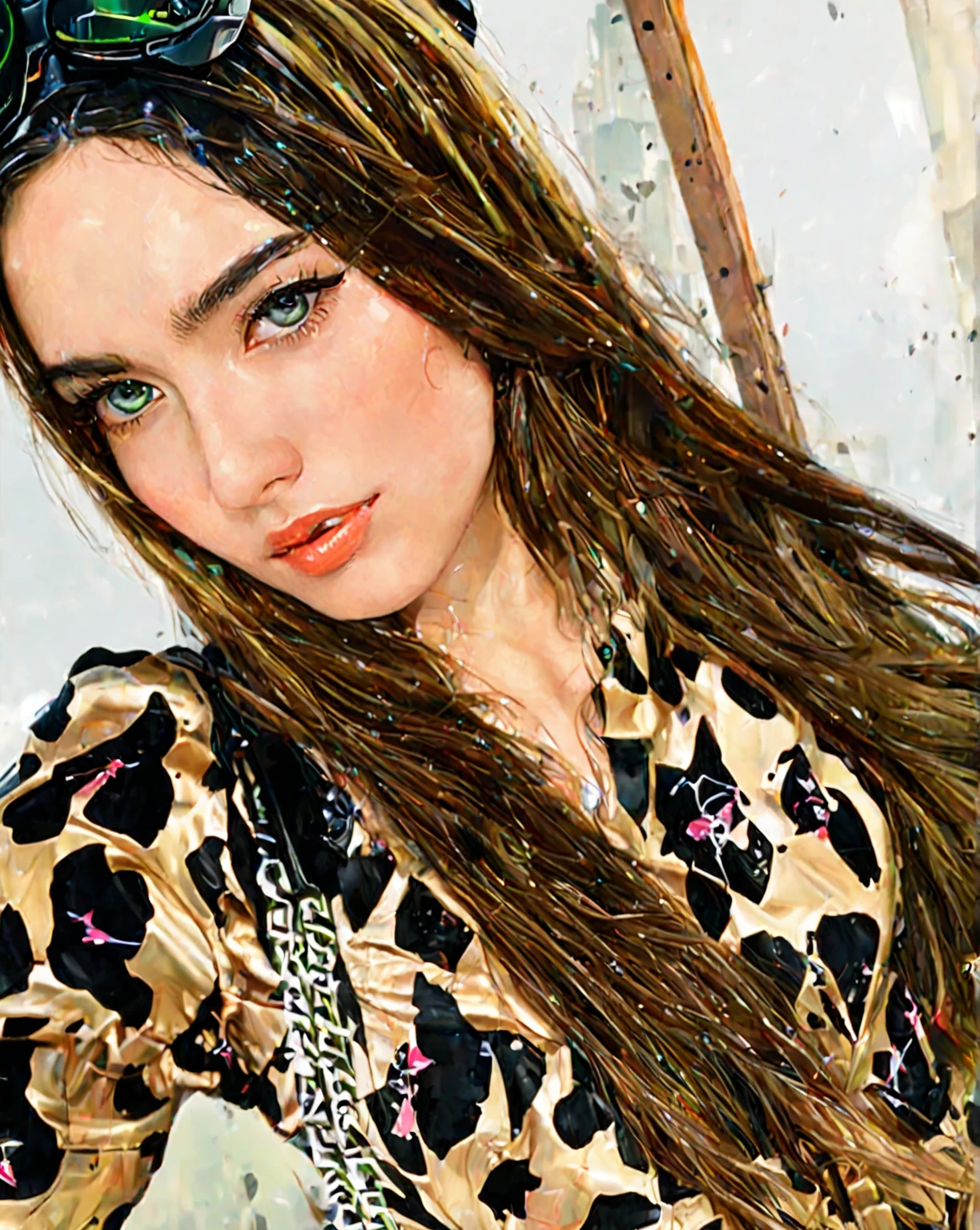 Highest image quality, outstanding details, ultra-high resolution, (realism: 1.4), the best illustration, favor details, highly condensed 1girl, with a delicate and beautiful face, dressed in a black and green mecha, wearing a mecha helmet, holding a directional controller, riding on a motorcycle, the background is a high-tech lighting scene of the future city.