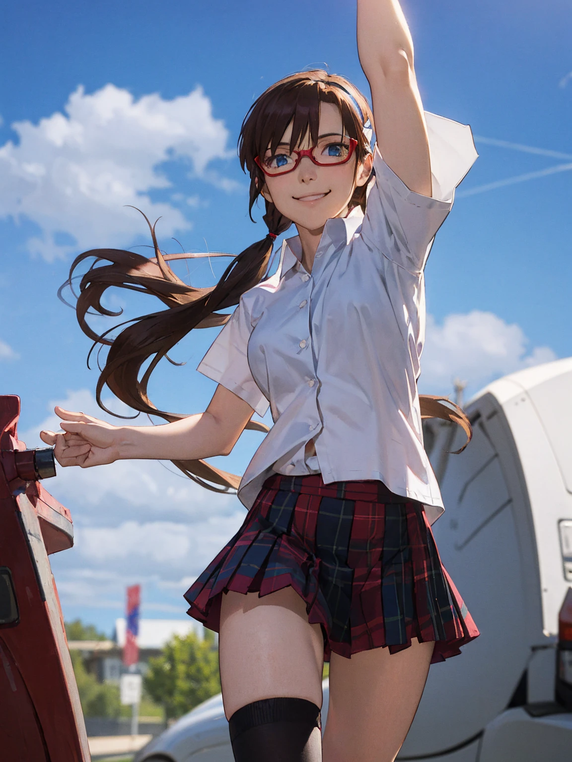 {(masterpiece,best quality, 8K UHD, extremely detailed CG, detailed beautiful face and eyes and skin and hair)}, {(3d ultra realistic photo graphic:1.4)}, {(Free fall from Altitude 10000m:1.4), (out of focus background:1.4)}, {1girl, 18yo, (beasts_ears),medium hair, Ponytail hair with braids, forehead}, {(strike_witches:1.4), (white small_lace_panties:1.1), (military shoes:1.1)}, {(spread thighs), (throw one's legs out)}, {(cheerful:1.4), (candid shot), (hair stands on end in the wind)}