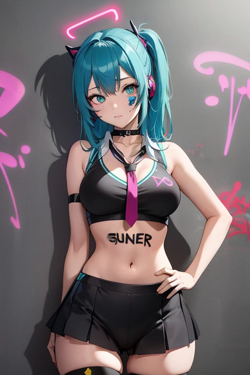 (Masterpiece, best quality, high res、highly detailed cg: 1), Create an image depicting a scene where a call girl, showing remnants of her delinquent (Yankee) past, is changing clothes in a private room of a brothel while questioning the client. The viewpoint should be from the client's perspective. The setting is a dimly lit private room typical of a brothel, and the call girl should exhibit traits of a former delinquent, such as certain attire or demeanor, while still wearing provocative clothing appropriate for her profession. Twin_Turbo_Umamusume, aqua hair, twintails, heterochromia, purple eyes, blue eyes, sharp teeth,hores tails, nsfw, Smoky eyes, Heavy makeup, A woman with an innocent questioning expression, her face showing no malice, only pure curiosity. lewd crests on the lower abdomen, pubic tattoo