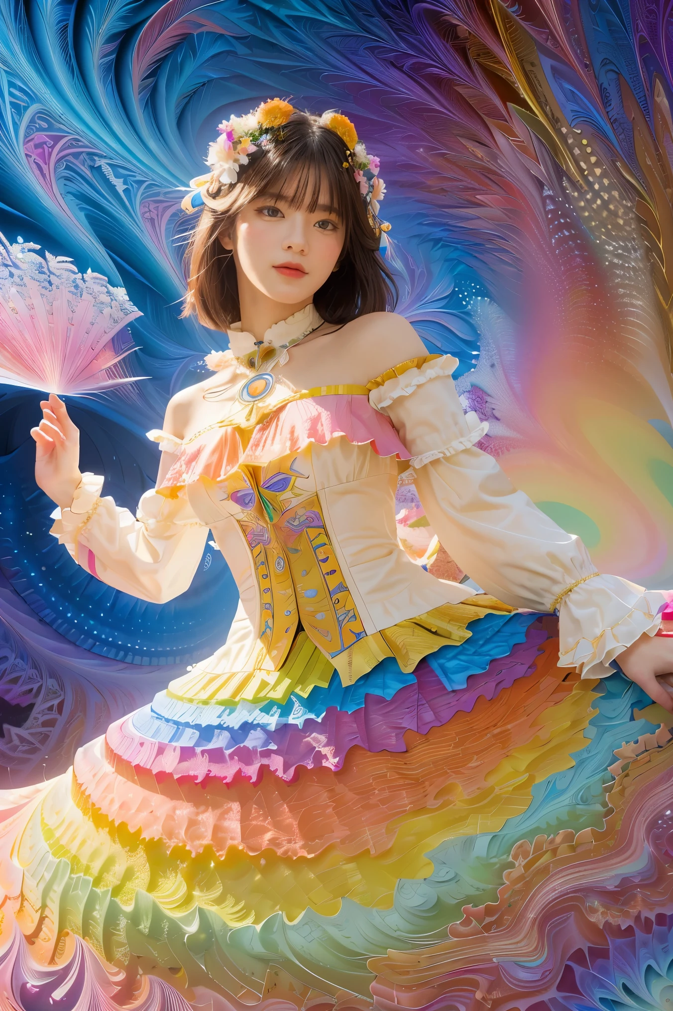 (masterpiece, top quality, best quality, official art, beautiful and aesthetic:1.2), (1girl), extreme detailed,(fractal art:1.3),colorful,highest detailed