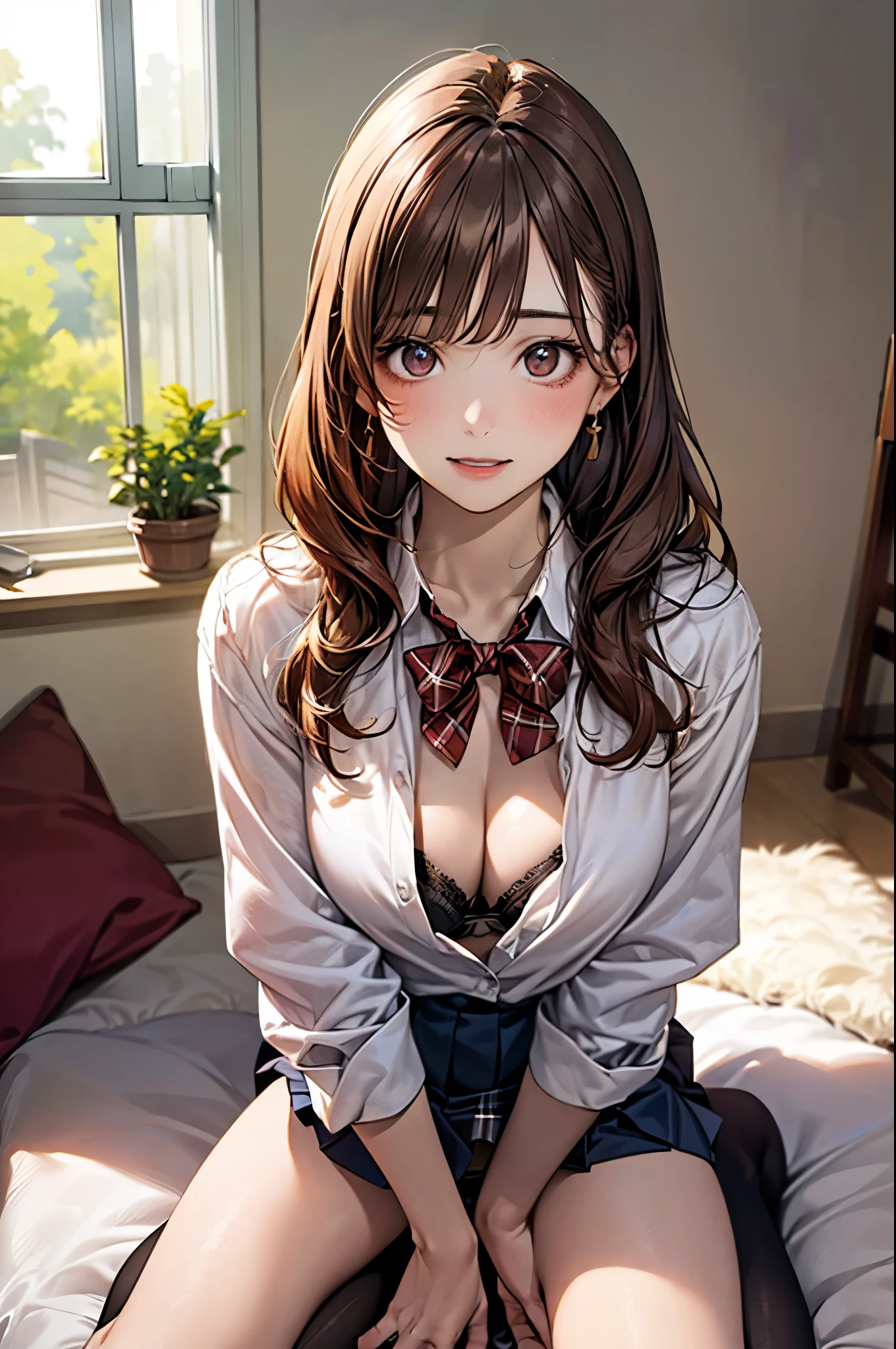 (masutepiece, Digital Art, Digital Illustration, 4K, 8K, Ultra-detailed, beautiful image, Sharp Image, Photorealistic, Raw photo, Perfect face, Perfect lines, Perfect eyes, Soft lighting) 1 woman, (lightbrown hair,Chignon hair in a high position,Innocent look,Lowered eyebrows,drooping eyebrows,drooing eyes,cute large eyes,natural make up,kindly smile,Round jaws,23 year old petite woman:1.3),Two handsome men in suits, (ember,Men in suits,well-muscled,Firm shoulder width,Adult male,Boyish hairstyle,English gentlemanly style,Man in his 30s with a cool expression,28-year-old man with bright smile:1.2),(Nervous,be shy,sleepy,embarrassed from:1.2),innocent smiles,(embarrassed from,Shy smile:1.1),living room full of light、sofas、the kiss、kiss、a couple、couple kissing、Romance、ssex、have sex、Wet pubic area、insert 、Rape、Overflowing、Full body painting,(One Girl And One Man,Having sex:1.5),(ember,Adult male,Rubbing the girl's boobs:1.2),Cheek dyeing、gasping face、embarrassed、boredom、begging、Unhappy、Greedy expression,Wet pubic area、 xen、Open your crotch wide、Cowgirl、Fluttering chest、Wet shirt、Lace underwear、Take off your underwear、With my mouth wide open、Akanbee、Pull up your skirt、 Plug-ins、penetrated by genitals、校服、a miniskirt、baggy cardigan、hi-school girl