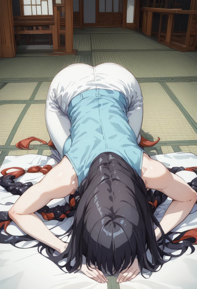 naked woman、fullnude、 (nose blush, Naughty, half opened eye, Drooling), [Full body shot]、BDSM、Plenty of love juice、pale pubic hair、Wearing a black dog collar,Full body shot,body piercings,Large open legs、Lying in bed、Hands tied above the head、Head-to-toe shots、Hand flail、fetters、Squirting、spout、There are a lot of them all over the body,The udder is squeezed out with a rope、Woman in chains、slightly turned to the side、The lower back is cramping up and down、Chest is bobbing up and down、Crying in pain、Both legs are raised above the head in a V-shape、Swing your hips up and down violently、Ahegao、Lower your hips deeply、all the way to the base、The waist is on the floor、hanekawa tsubasa、her black hair is tied into two braids.、eye glass、Colossal tits、Colossal tits、