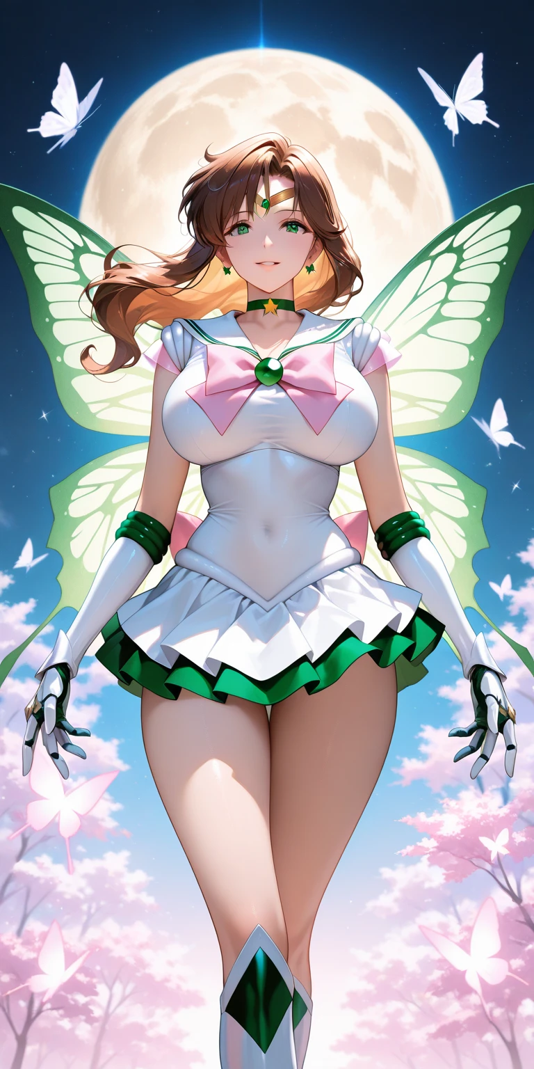 closed eyes, green transparent background, dynamic angle, flying in the center, ((masterpiece, best quality)), kirika akatsuki, aakirika, 1girl, topless, solo, young female, model, blonde hair, long wavy luminous hair, long bangs, huge breasts, g-cup breasts,full breasts, highest details, luminous eyes, x hair ornament, green eyes, ((futuristic magical girl costume)), elbow gloves, skirt, pantyhose,kirika akatsuki, short hair, x hair ornament,