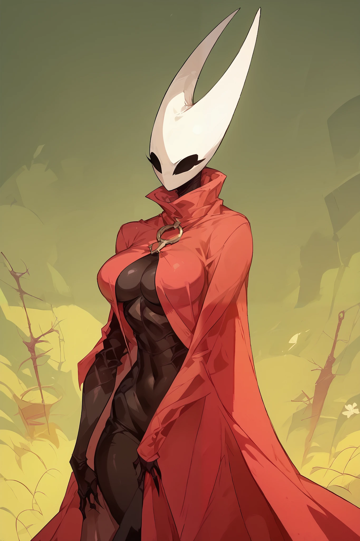 1girl, hornet_, red cloak, style , score_9, score_8_ through , score_7_ upwards, big Breasts, naked, nsfw, 