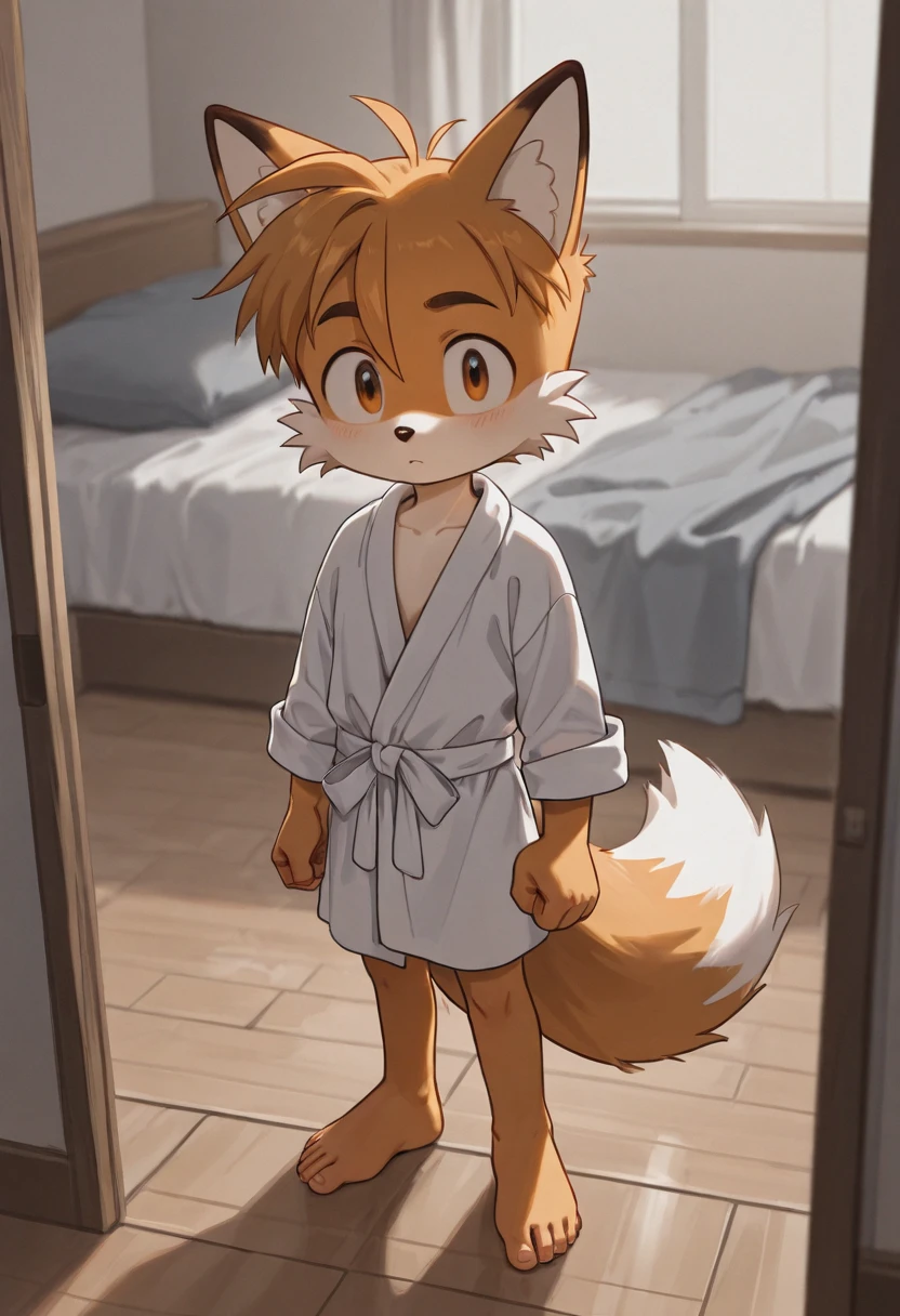 top quality, best quality, masterpiece, super high resolution, detailed background, good lighting, a big jar with colorful water(highly detailed beautiful face and eyes)absurdres, perfect anatomy(handsome 1boy, kemono, solo focus)(furry)(furry anthro:1.7)(Furry body, dog facial features, dog body features)(very detailed body fur)full body, full body, looking at view, hands on the glass,