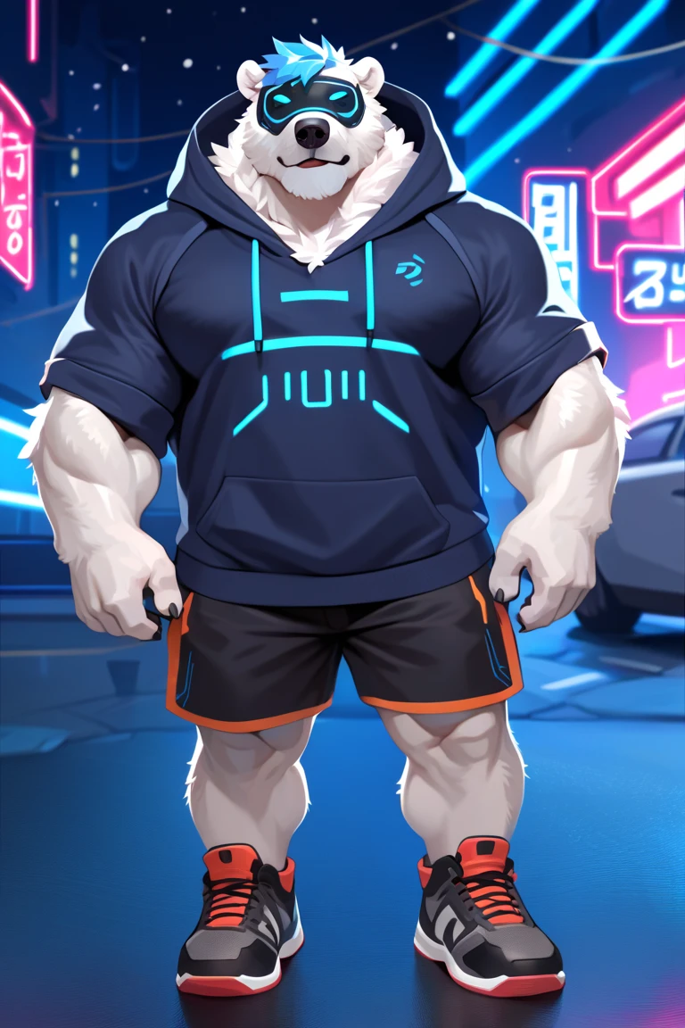 coyote,Furry,Blue-white hair,musculature,Muscle men,nakeness,Strong,ultraclear,Has a large ,Collar,Black shorts,Black sclera,red pupils,Abs,Yellow coat,The erection,Collar,Has a large ,der riese,tit,Solo,Stout arms,Storm jacket,Badge,Pronounced abs,ssmile,subway station background,Urban style,hold fists,Big Dick,Red storm jacket