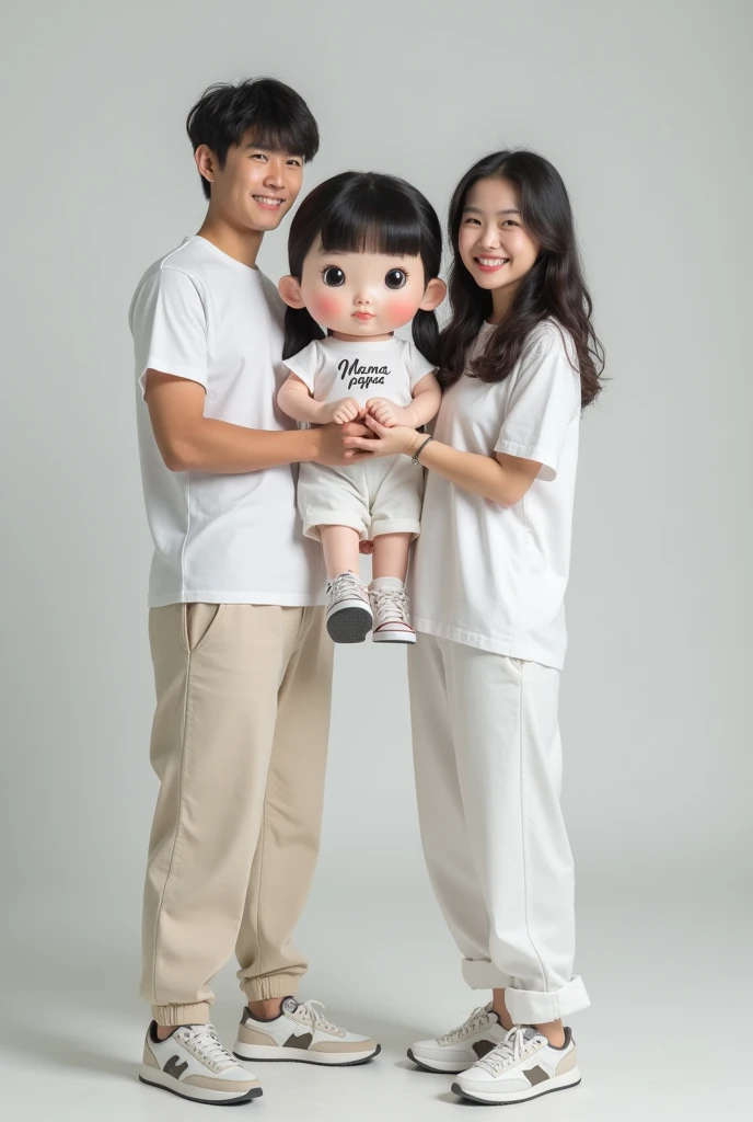 an asian couple, redraw in cartoon.