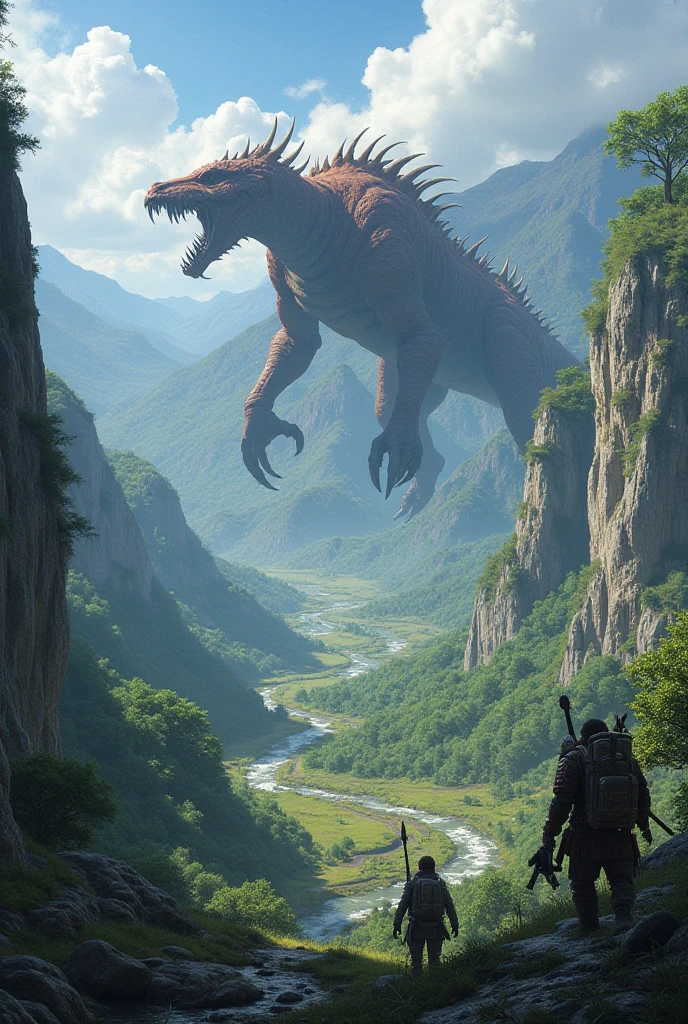 A very detailed painting，Depicts a man on a hill gazing at a giant alien monster, author：Shinkai Makoto, By Art Jem, From Wlop, author：Greg Rutkowski, Volumetric Lighting, Octane Rendering, 4K resolution, Popular on artstation, masterpiece 